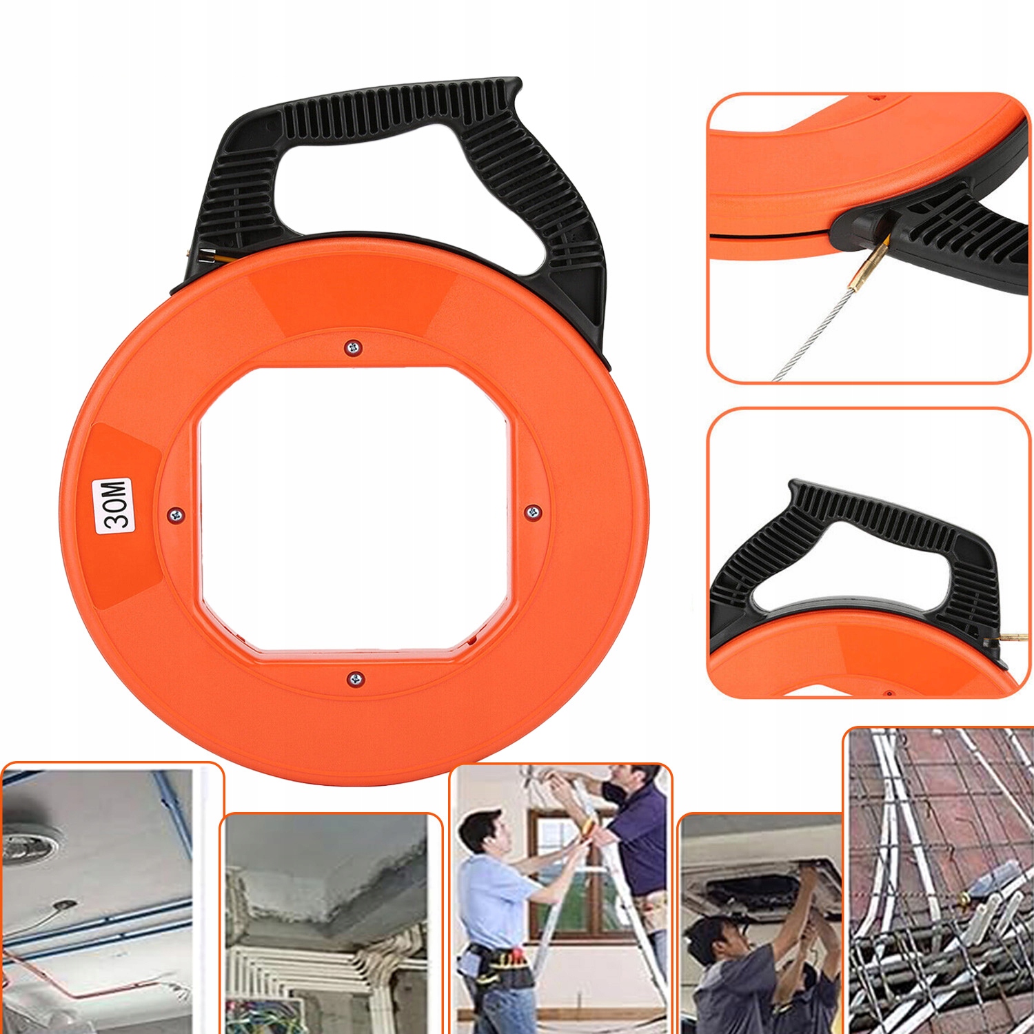 30 M Skleněné Vlákno, Kazeta, Dálkové Ovládání Pro Protahování Kabelů, Naviják