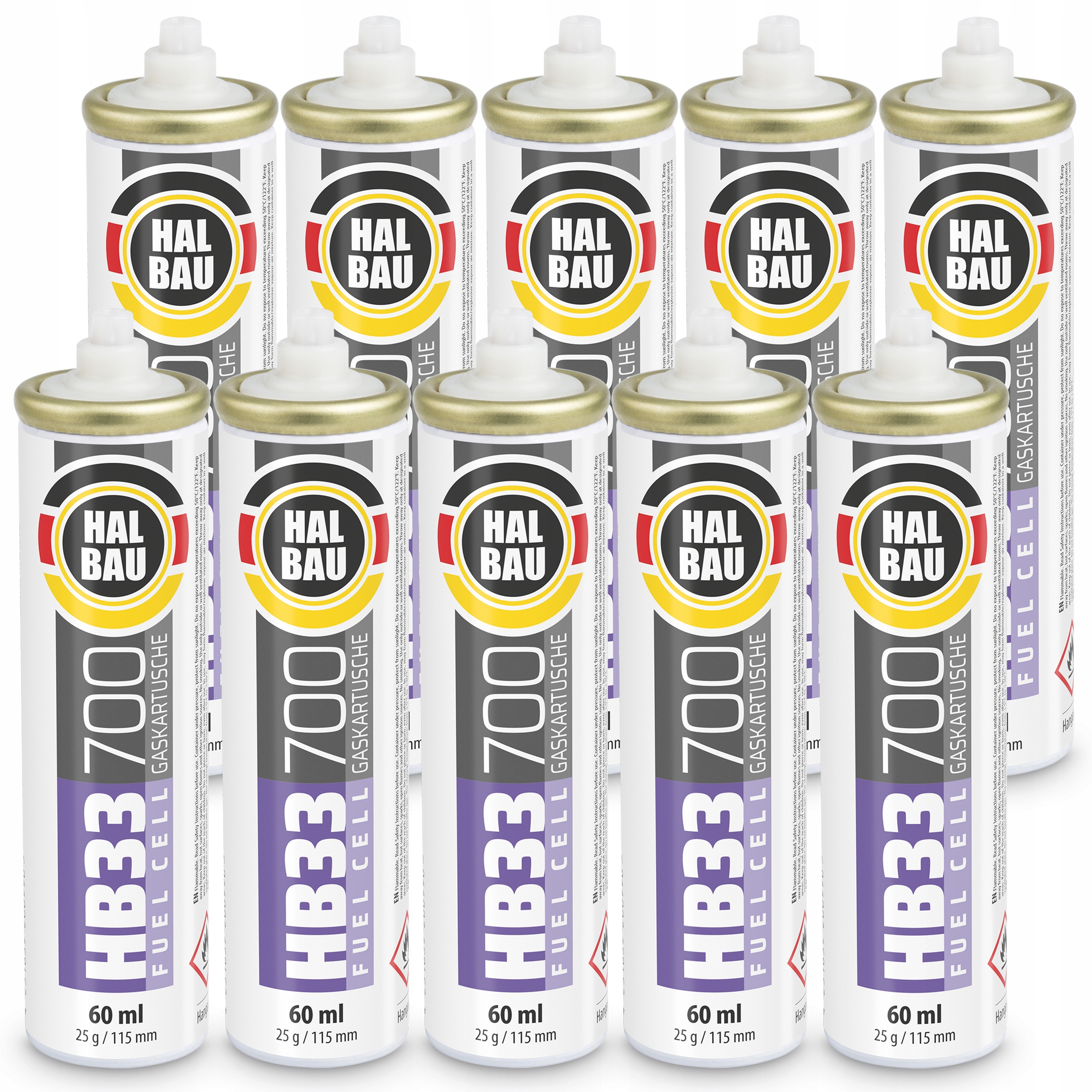 Plynové náplně do sazečů 10 Ks 115 mm 56 ml 28 g Halbau HB33