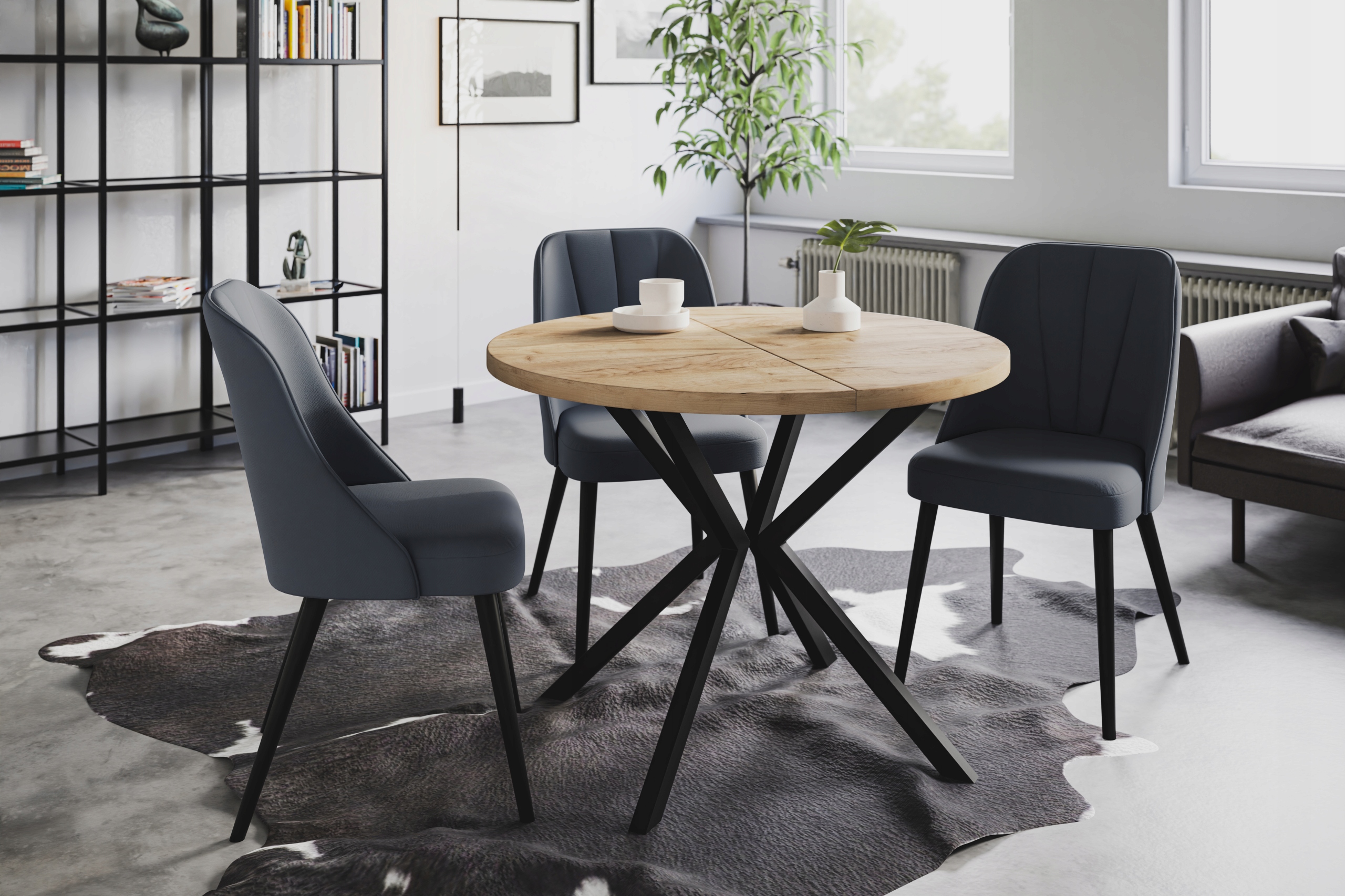 Stół rozkładany loft okrągły 100/180 LITE Kształt blatu okrągły