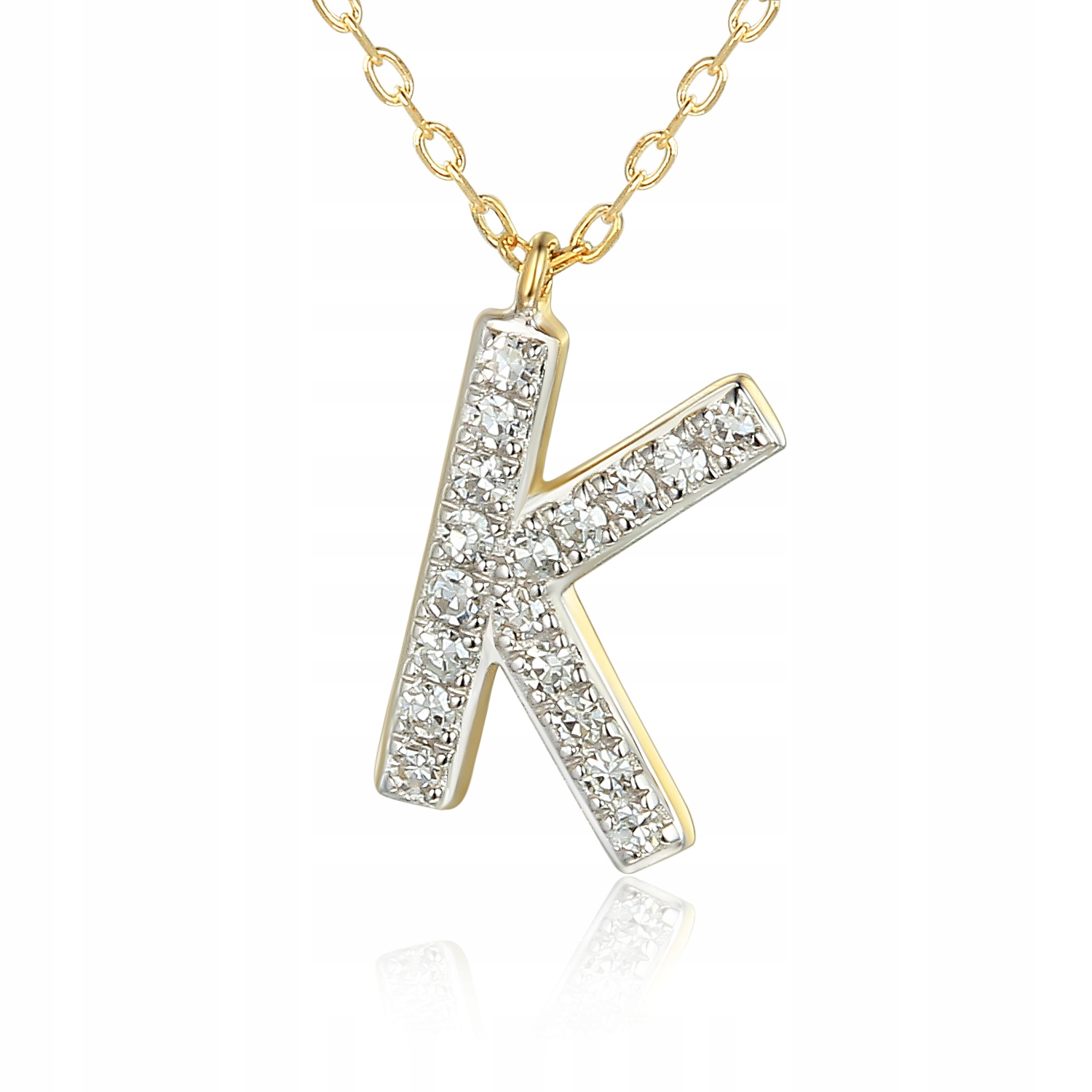 Zlatý náhrdelník Au 585 písmeno K s diamanty N09115YC