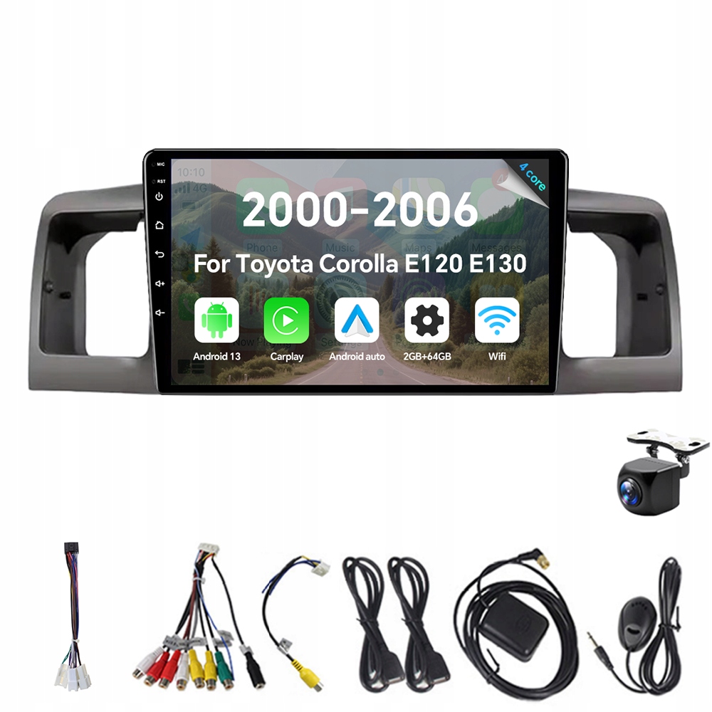 2Din Android 13 autorádio pre Toyota Corolla E120 E130 2000-2006 2G 64G