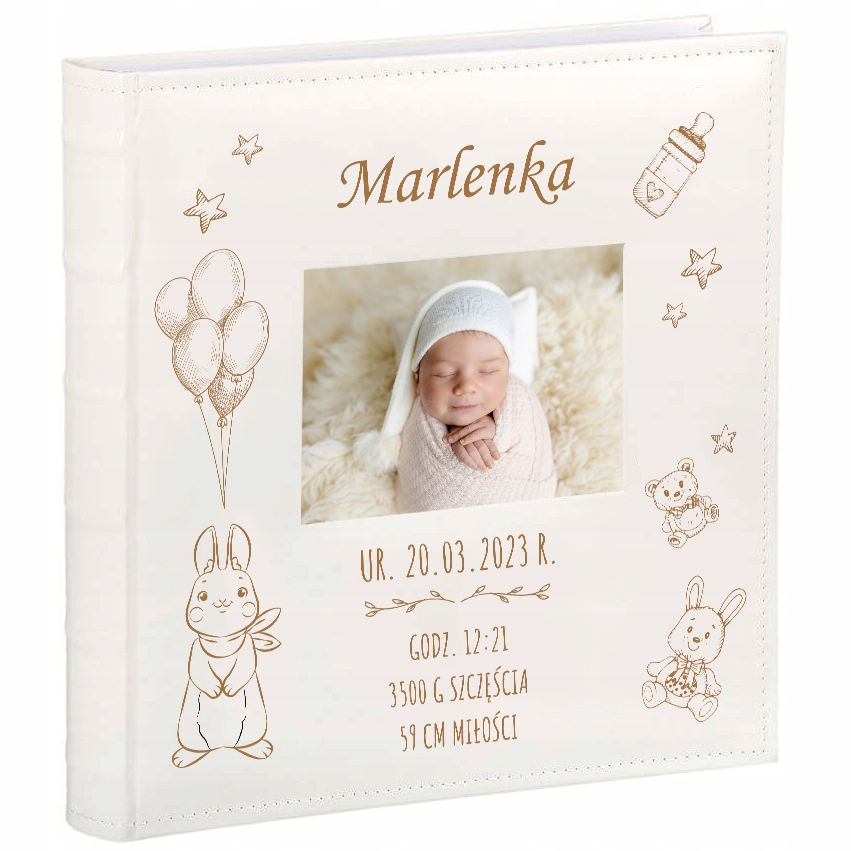 Duży Album Na Zdjęcia Dziecka metryczka 500 zdjęć Grawer na oprawie