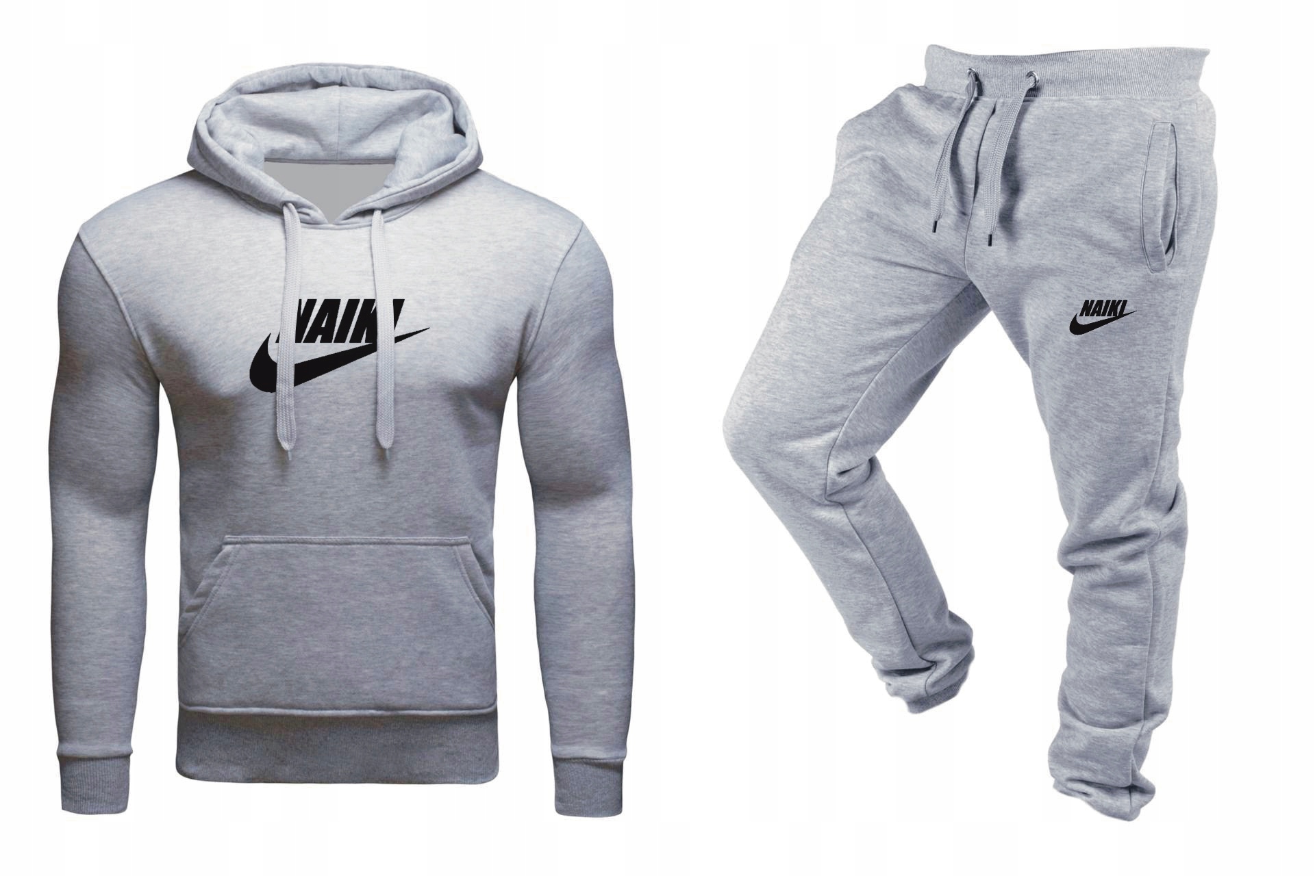 Tepláková Souprava Teplákovka Pánská Naiki Mikina A Kalhoty Šedá XL