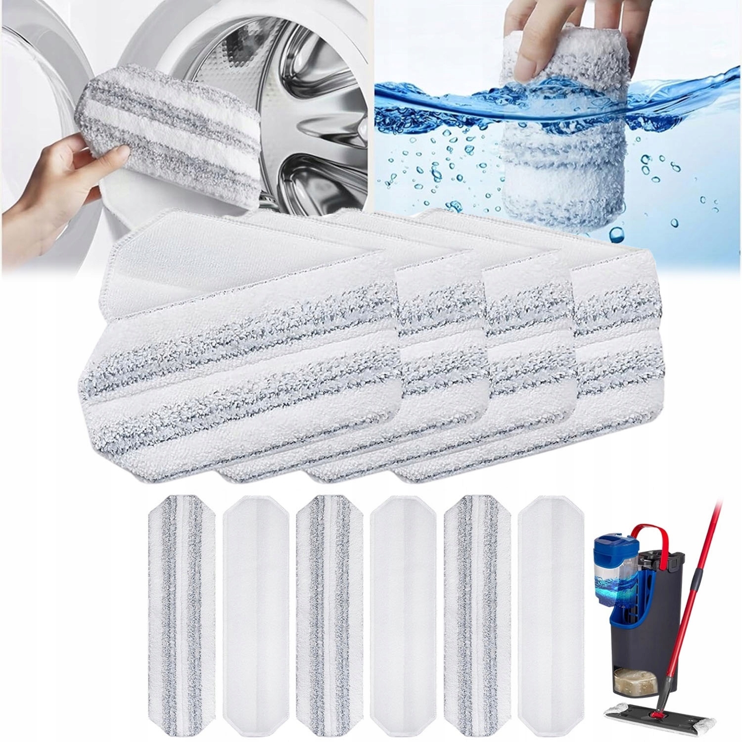 Levně Sada 10 na suchý zip pro mop Vyměnitelné utěrky z mikrovlákna