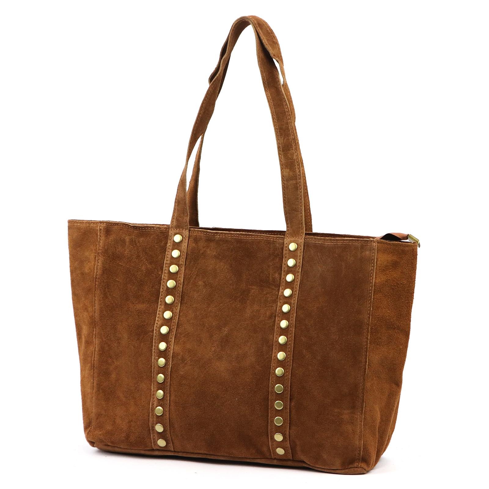 Dámská shopper kabelka z semišové kůže camel A4 Luka