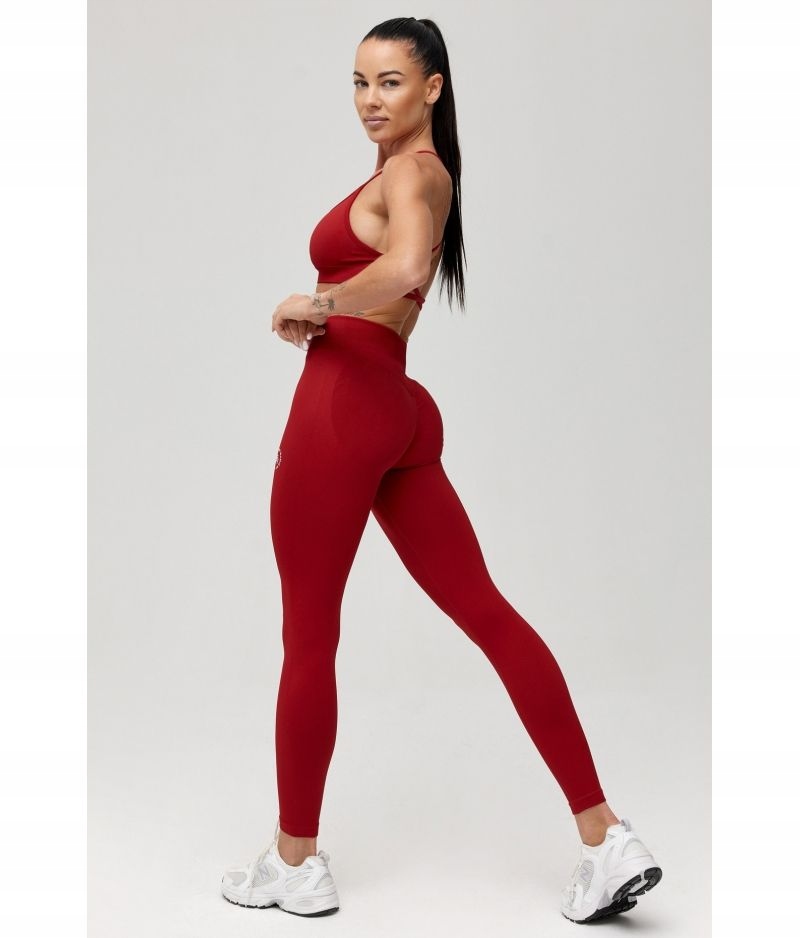 Damskie legginsy Rough Radical Seamless Glow Long bordowe lekkie długie Xs