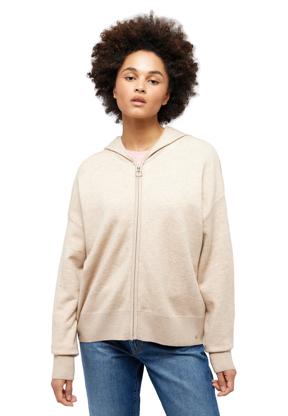 Mustang Dámský Béžový Svetr S Kapucí Mikina M