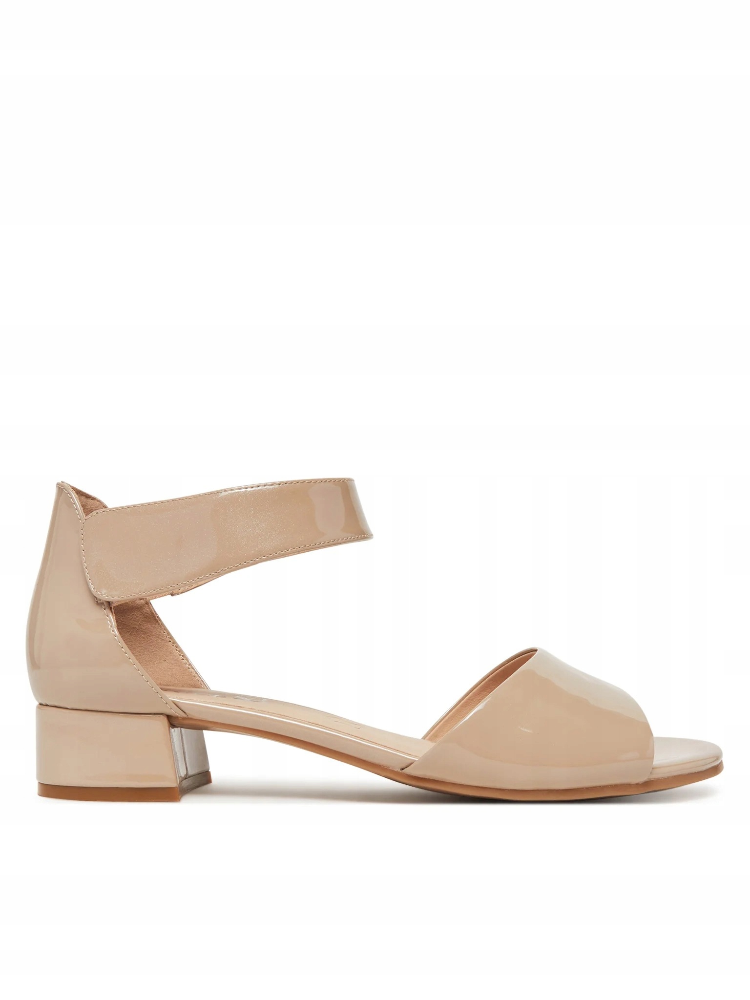 Caprice Dámské Kožené Sandály Kostka Béžové Lesklé 40 6DA