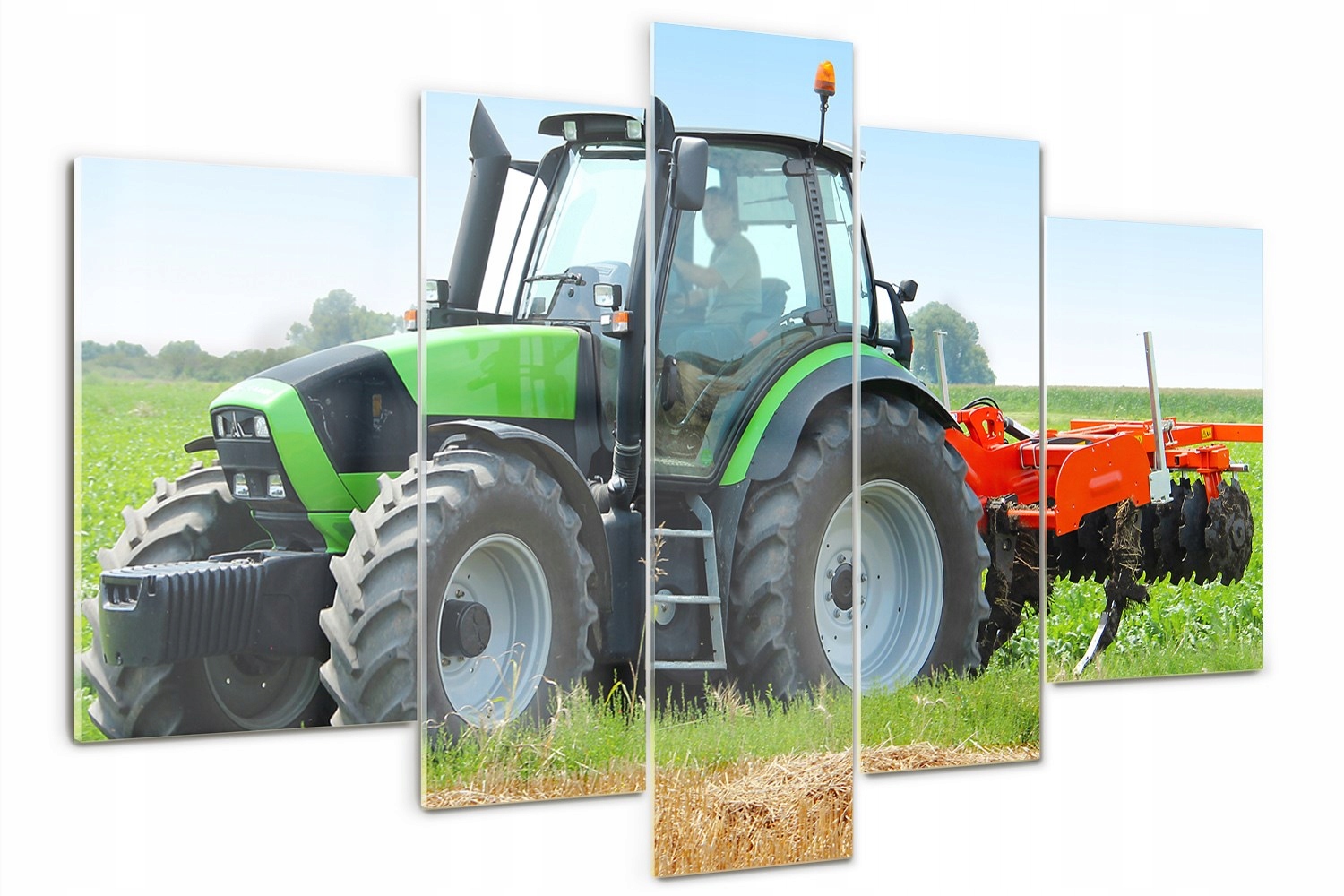 

Obraz szklany tryptyk do salonu Traktor na polu