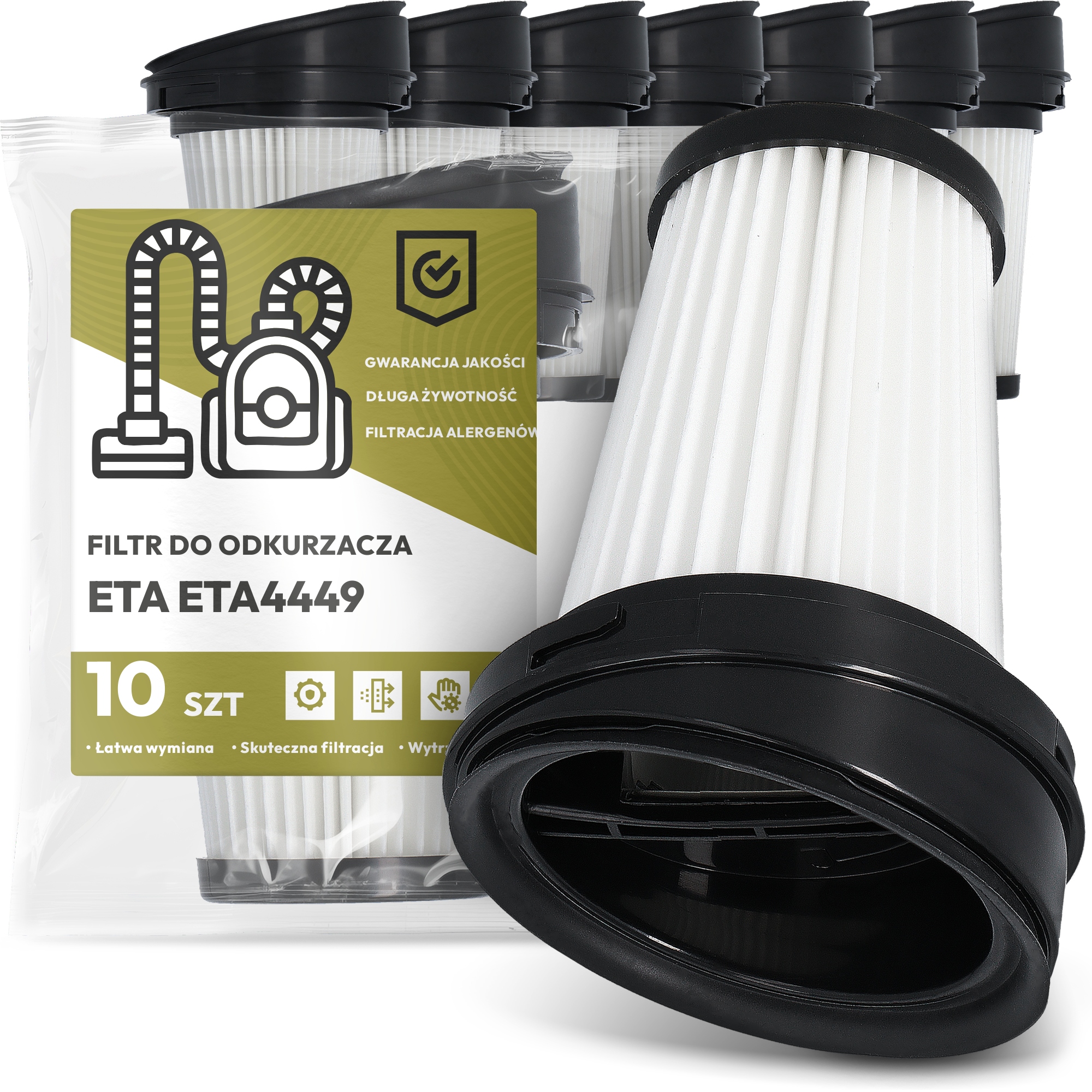 10 x Vzduchový Filtr pro vysavač Eta ETA4449 Hepa Účinný Em-w