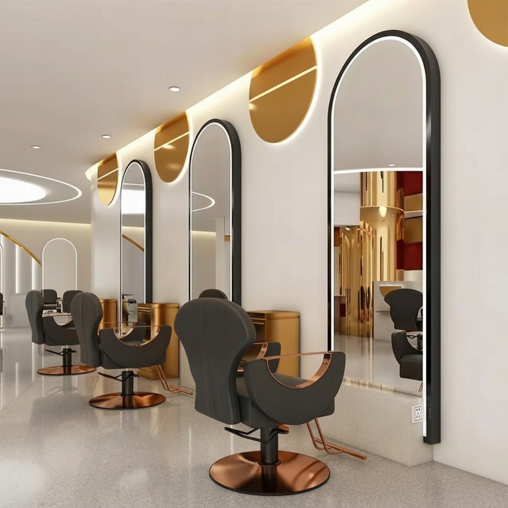 Kadeřnická konzola barberská zrcadlo kadeřnická 200x80 Led