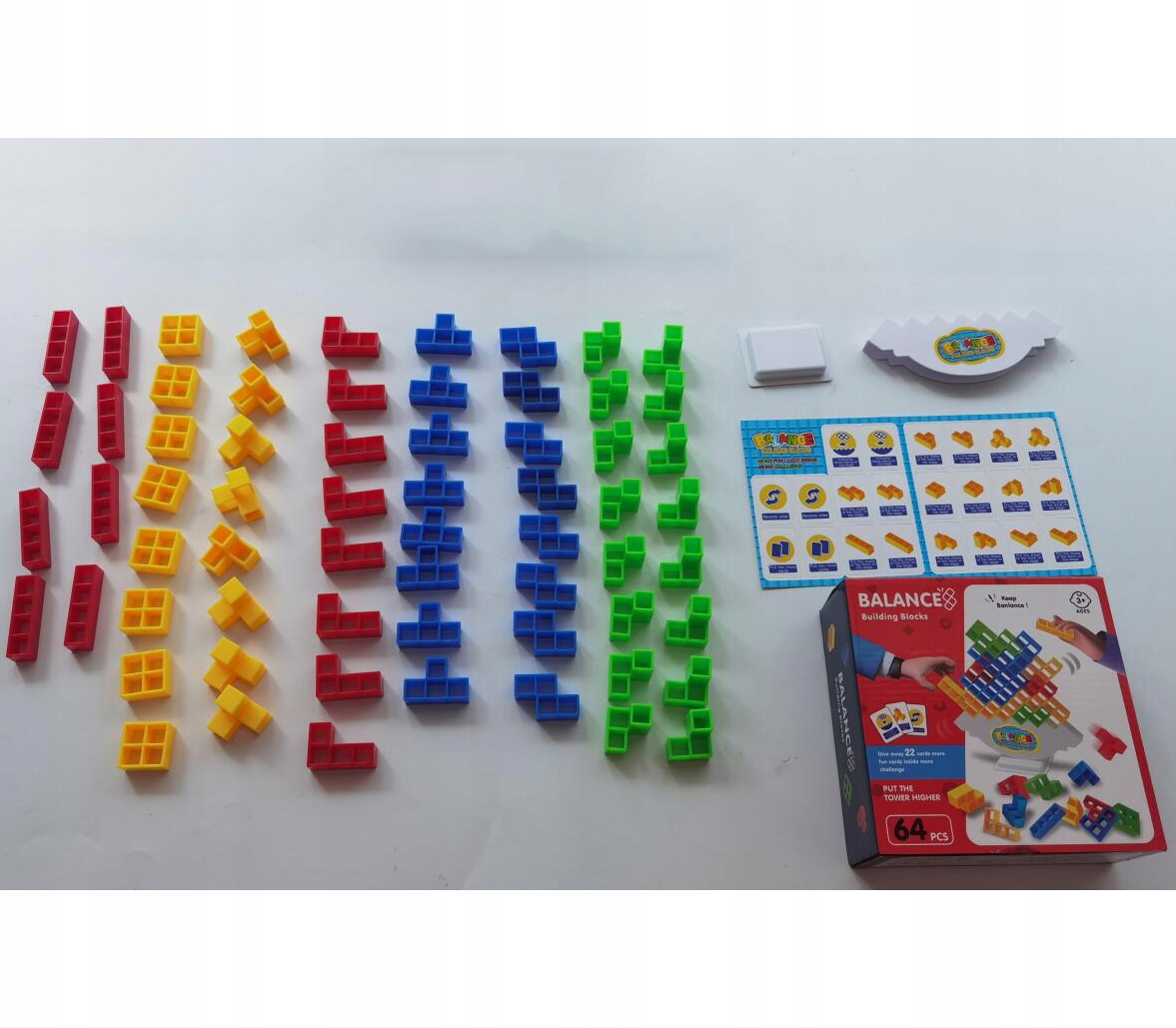 TETRA TOWER EDUKACYJNA GRA PUZZLE ZABAWKA Klockowa 64 SZT. DLA DZIECI 3+ Rozmiar 3x3x3