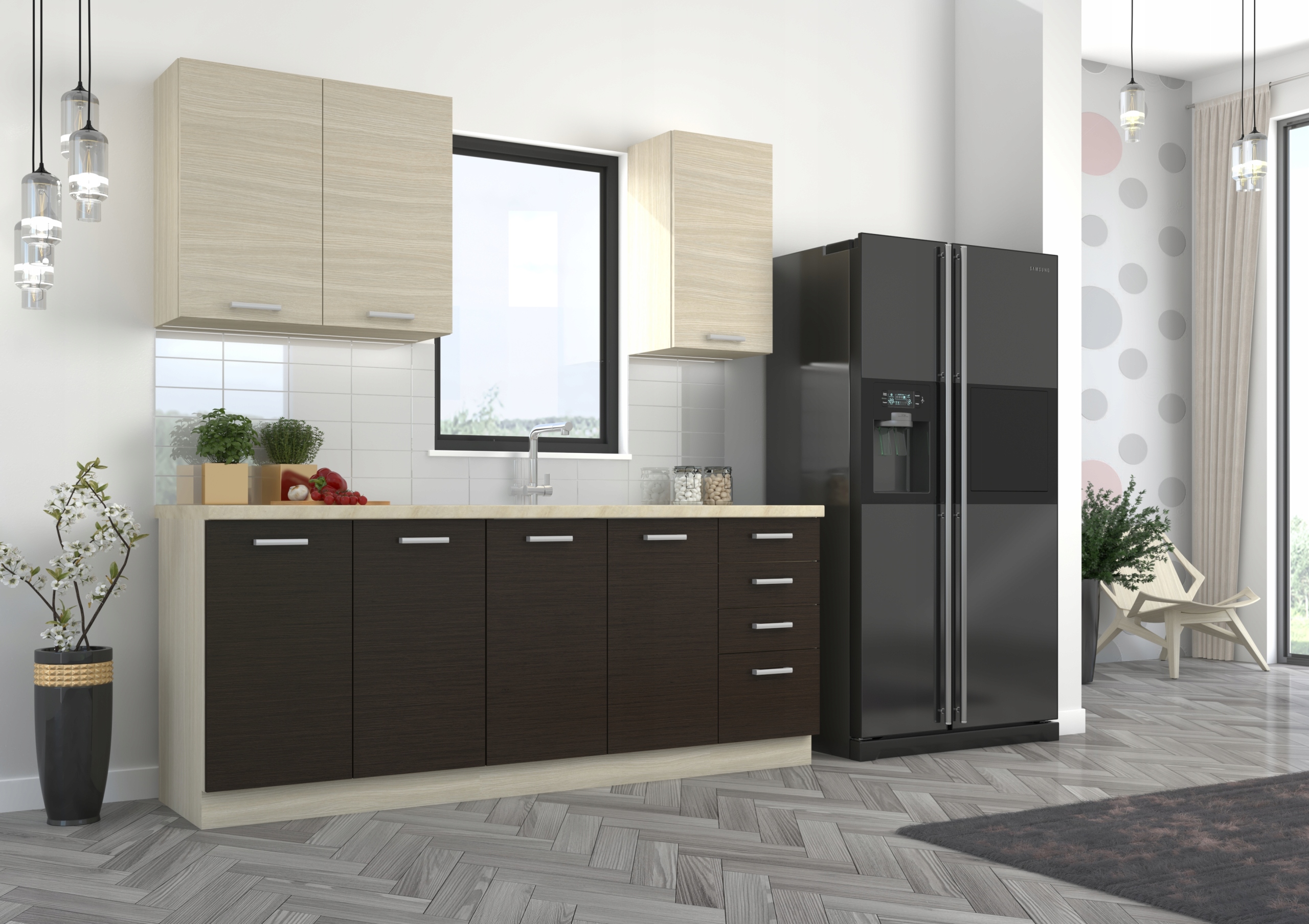 Szafka kuchenna słupek CHAMONIX 60 DK-210 2F LEGNO CIEMNE / DĄB FERRARA Kod producenta CHAMONIXLEGNOCIEMNEFERRARA60DK-2102F