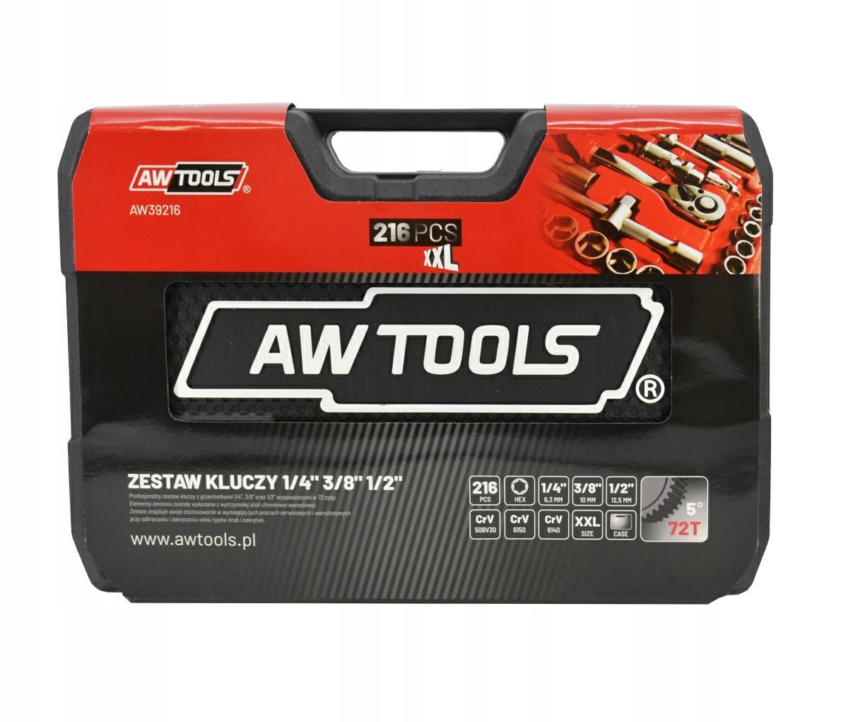 AWTOOLS ZESTAW KLUCZY 216el 1/2"/3/8"/1/4" BLACK LINE Kod producenta AW39216