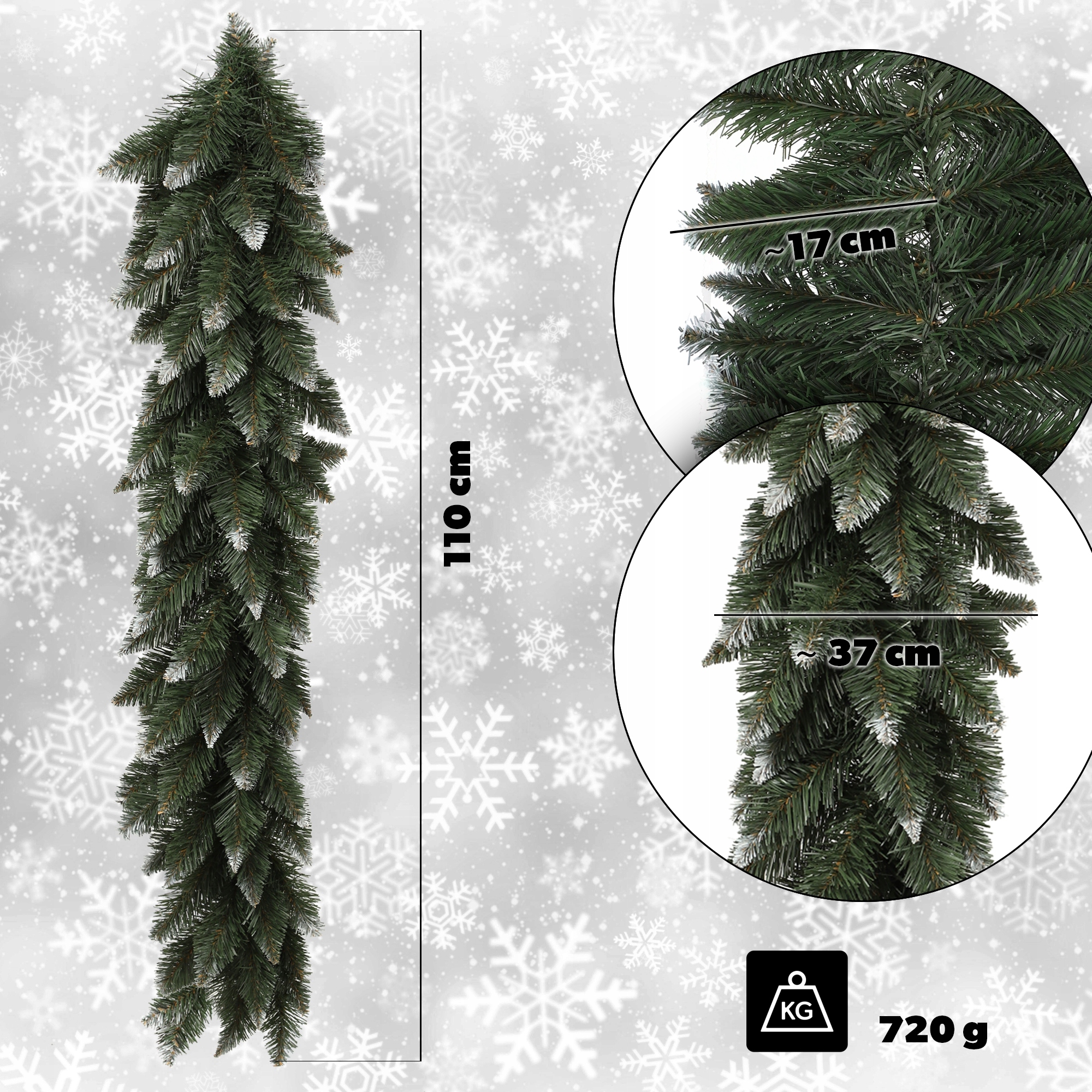 GIRLANDA CHOINKOWA ŚWIĄTECZNA 110 CM OŚNIEŻONA Kod producenta K5569