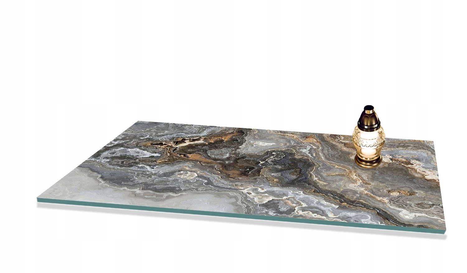 Podstavec na Památník Tvrzené sklo na Zničení Květiny vzor Mramor 80x52cm