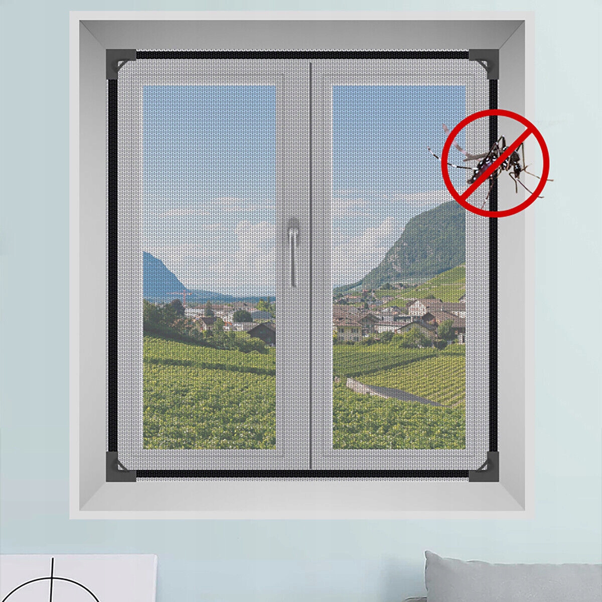 MOSKITIERA W OKNO SIATKA W RAMCE DO PRZECIW OWADOM Maks. szerokość 70 cm