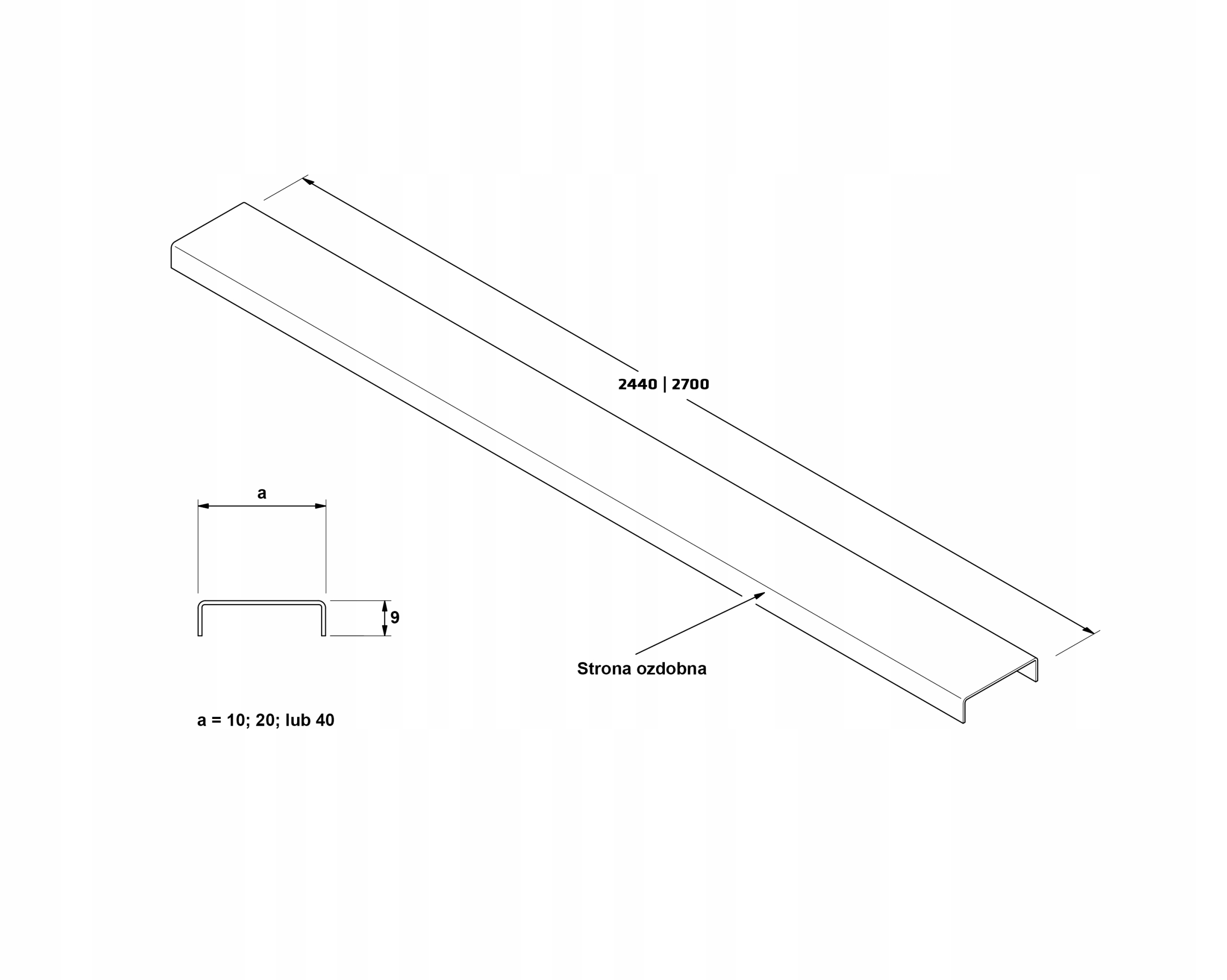 ZŁOTA LISTWA DEKORACYJNA C 2 cm x 270 cm Marka Gandalf