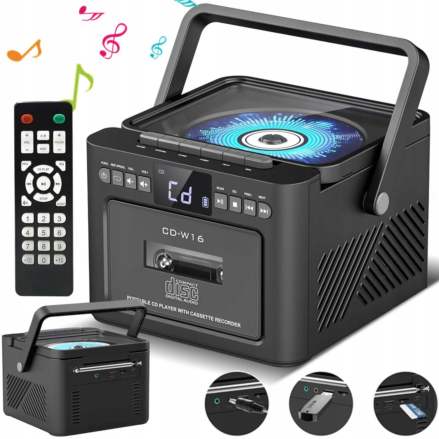 CD Přehrávač Přenosný Radiopřehrávač Stolní Reproduktor MP3 Aux Bluetooth