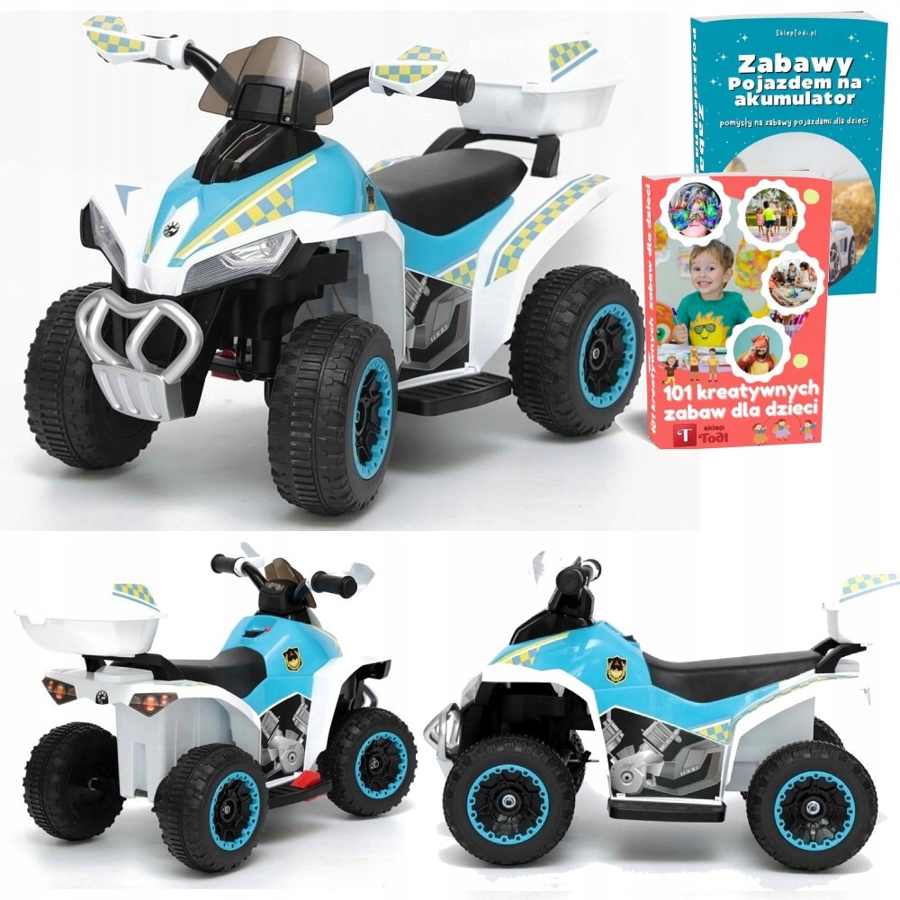 Mini Quad Na Akumulator Sportowy Elektryczny Dla Dzieci Kufer Led Policja