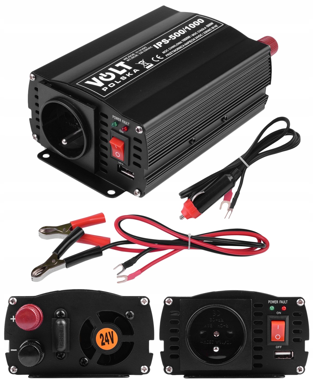 Przetwornica Samochodowa Tir 24V 230V 500W 1000W Volt Polska Tir Usb