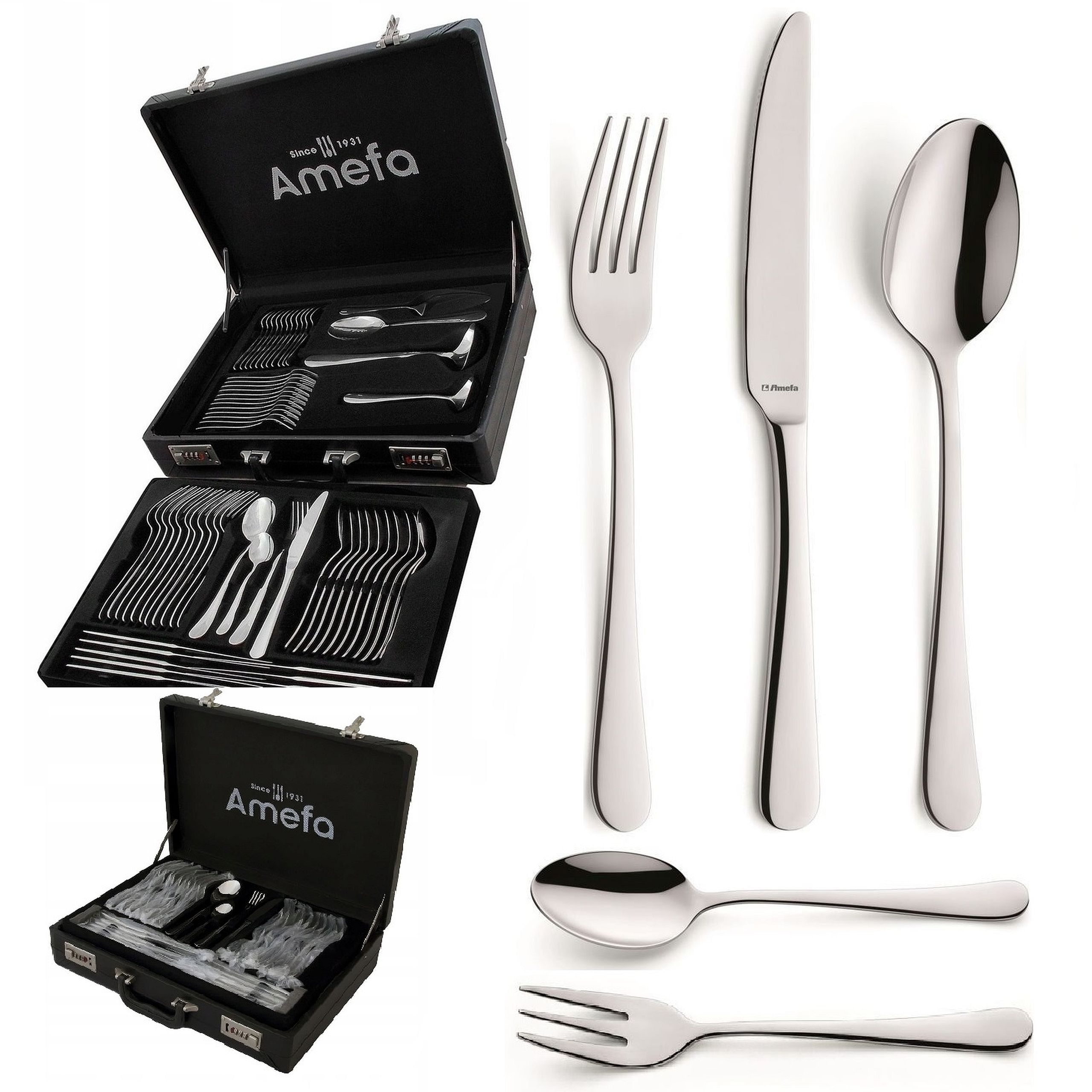AMEFA 65 SZTUĆCE NIERDZEWNE OBIADOWE ZESTAW AUSTIN W WALIZCE KOMPLET 12 OS