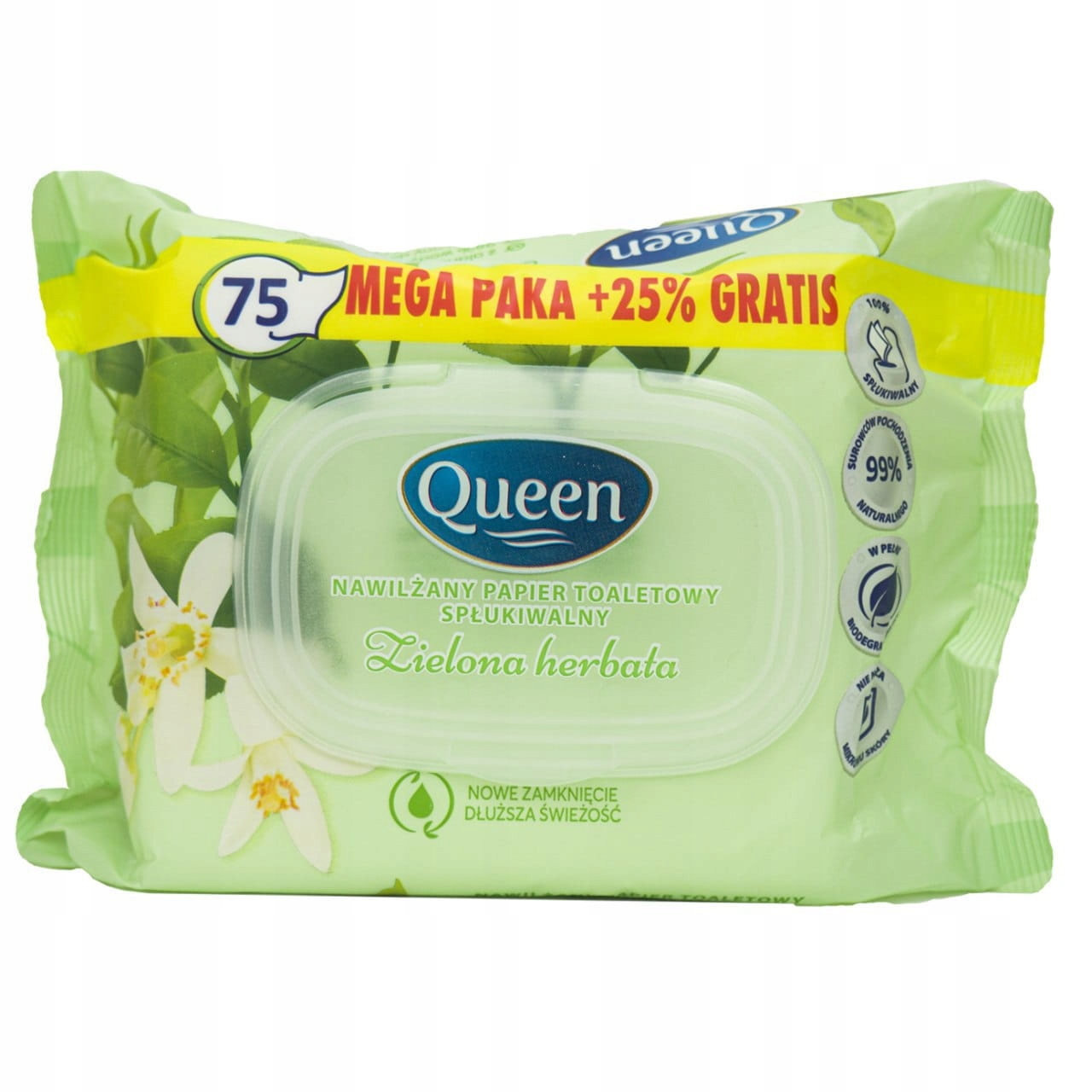 

Nawilżany spłukiwany papier zielona herbata 75 szt