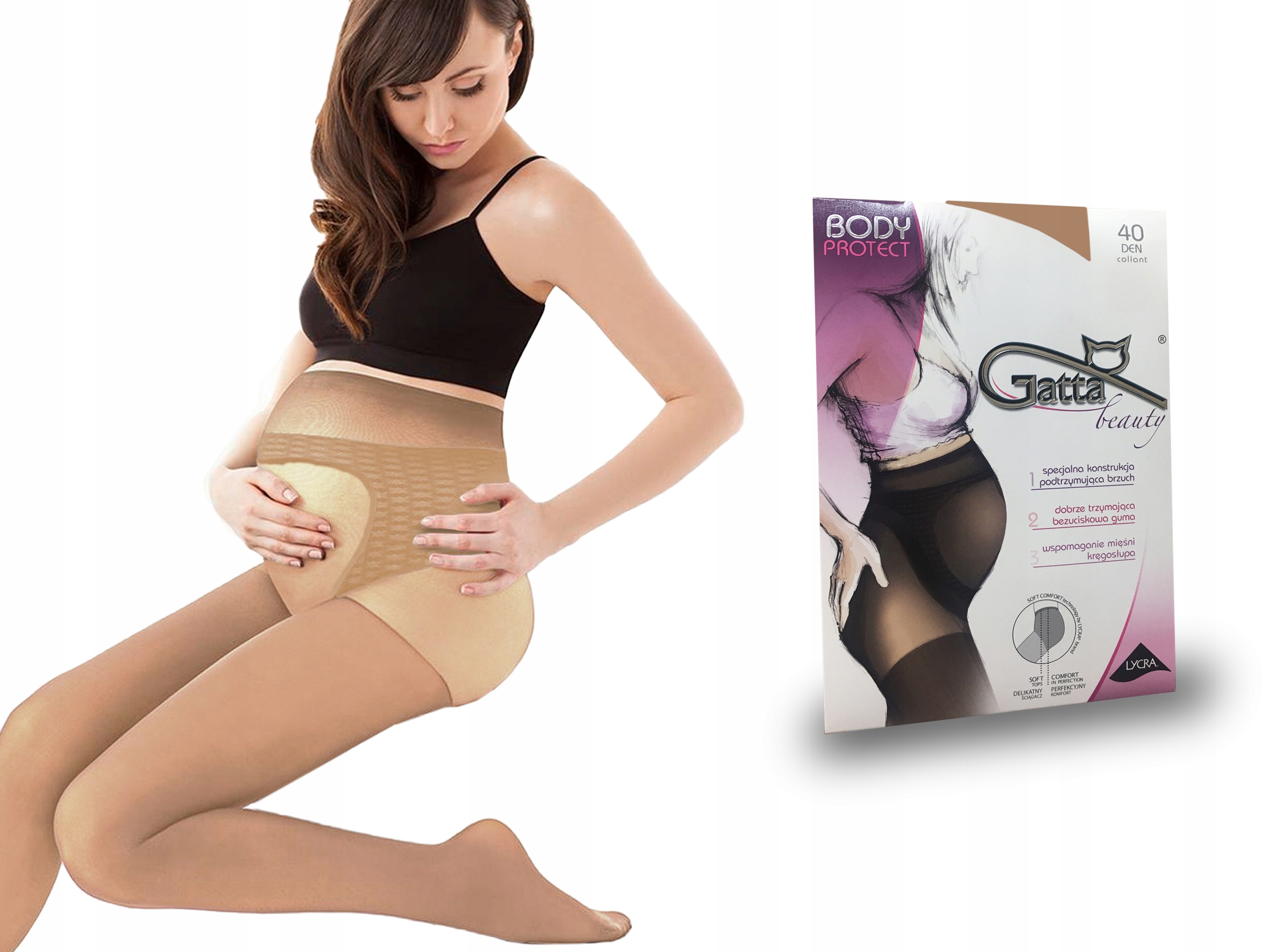 

Gatta rajstopy ciążowe Protect 40 den, beige, 4-L