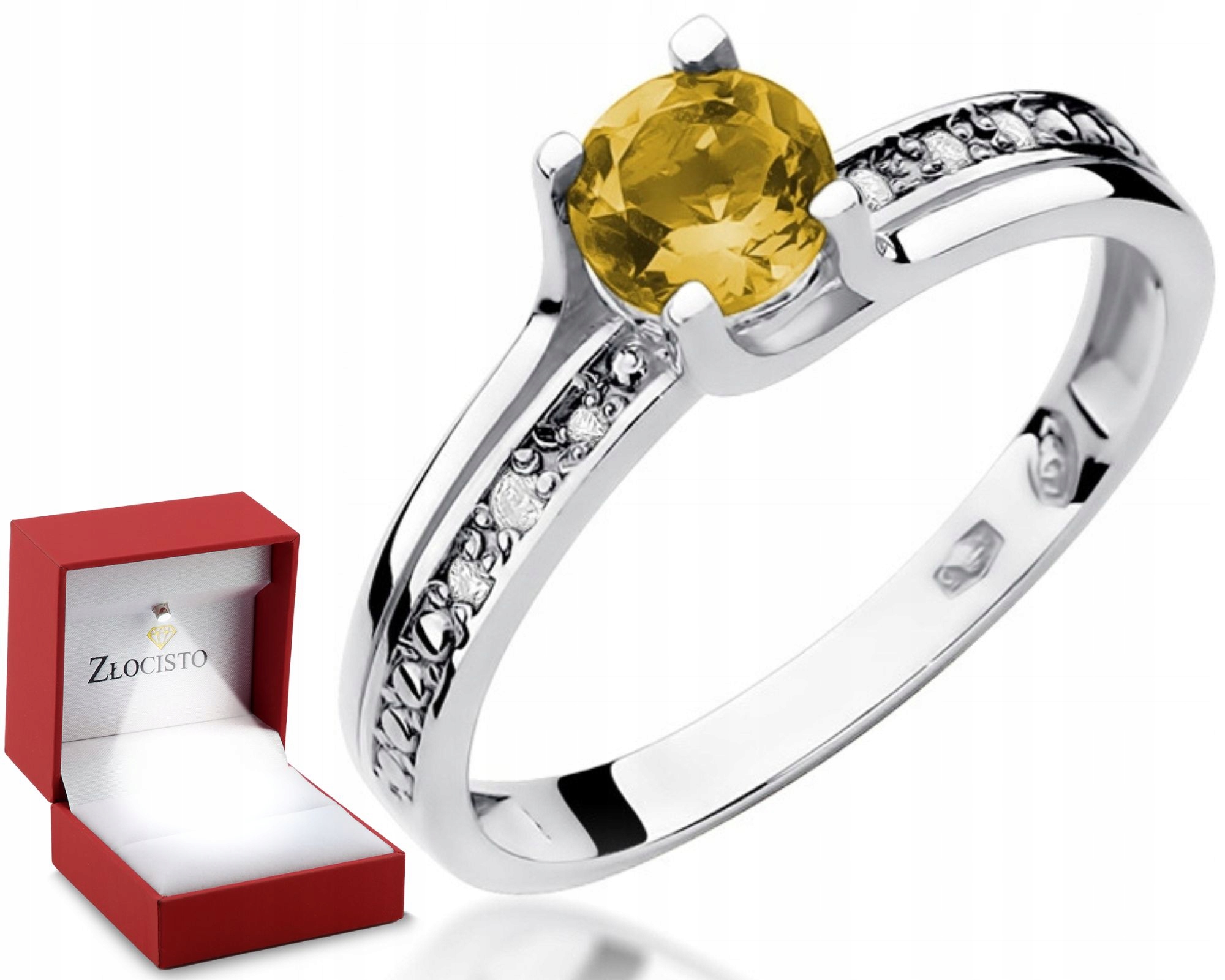 Prstýnek s Citronem, bílé zlato Gravírování Bonus