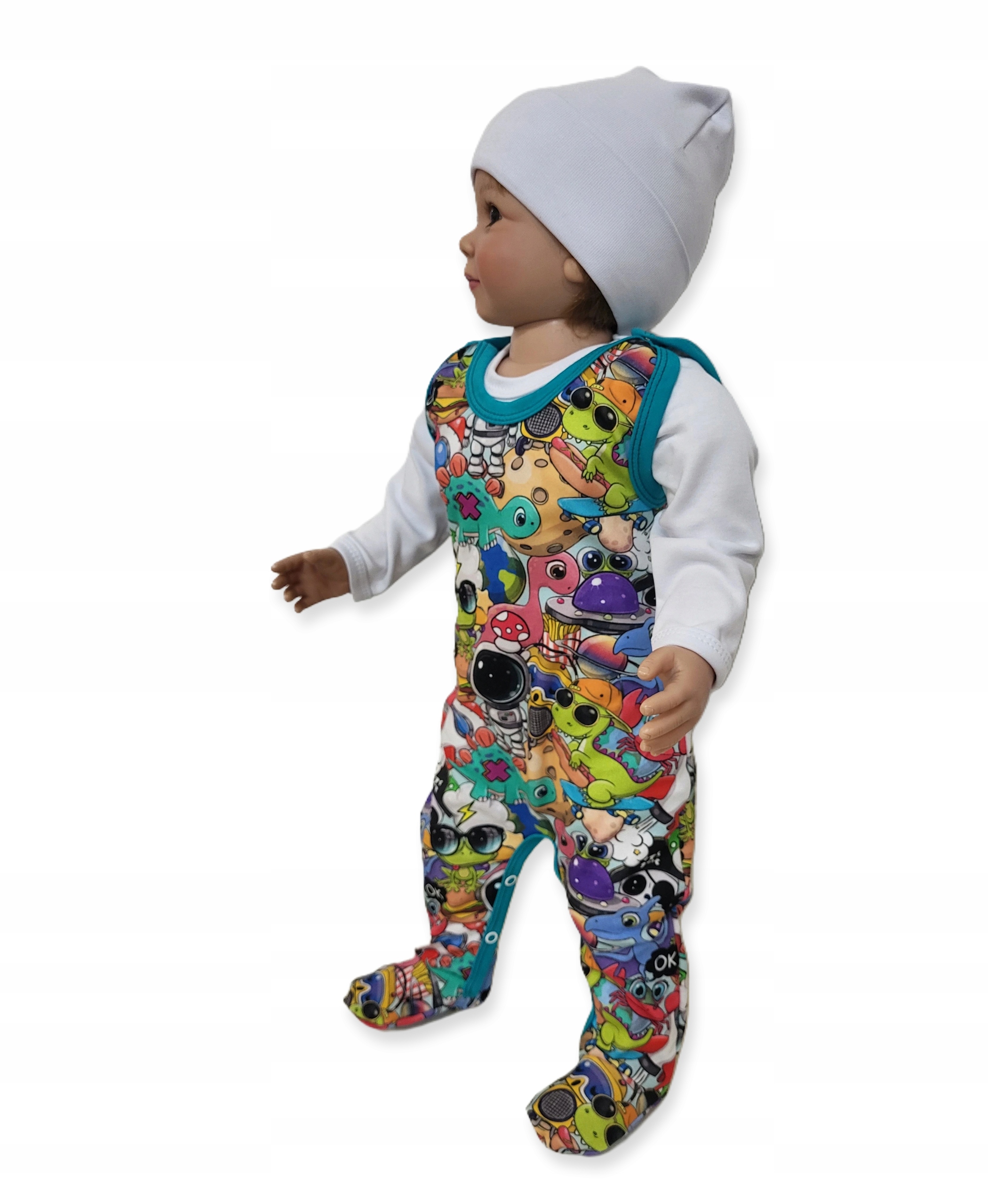 ŚPIOCHY śpioszki ROZPINANE 62 PIŻAMKA niemowlęca PAJAC b/r KOLOROWE Rozmiar 62