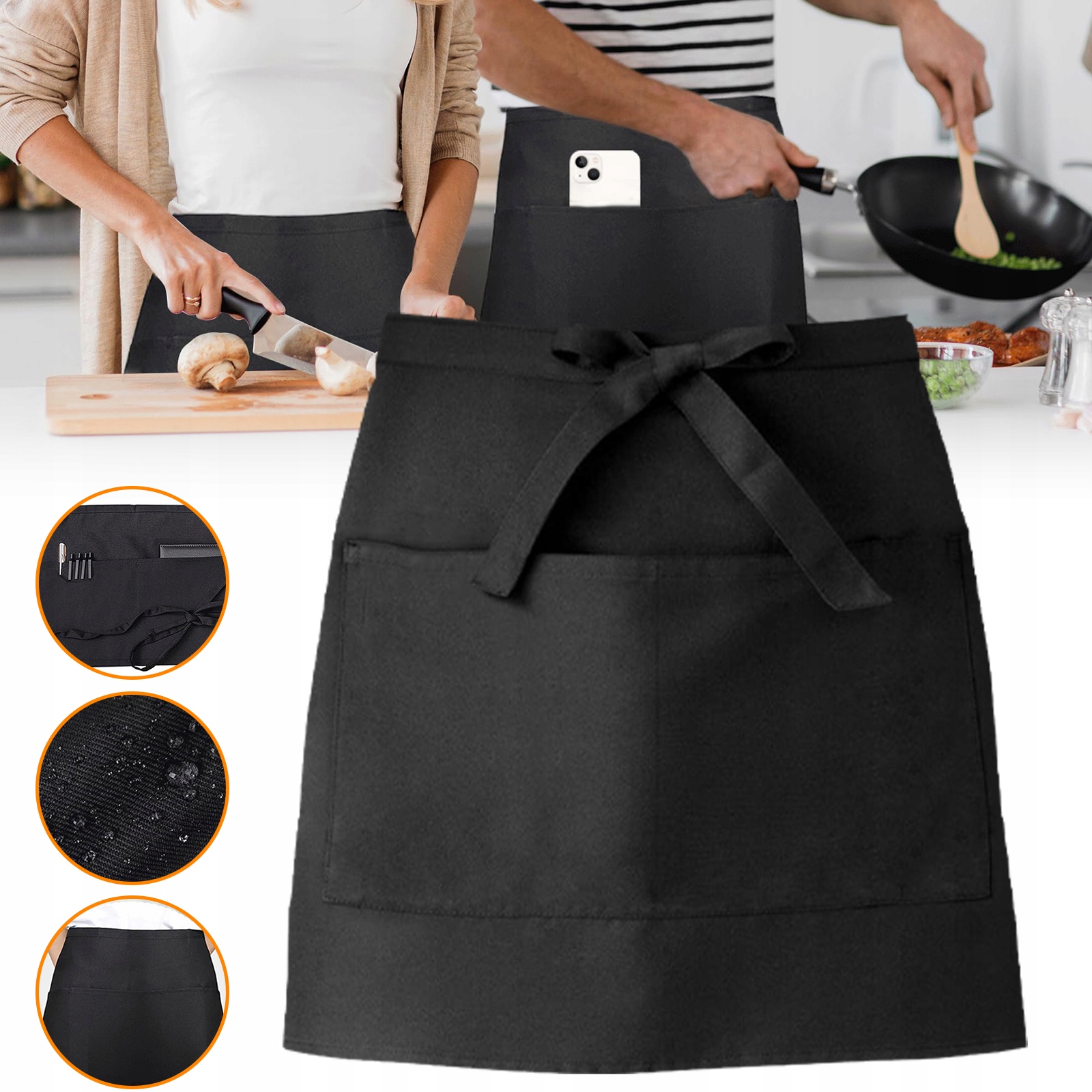 10 ks cateringových zástěr, číšníků, šéfkuchařů, bavlna zástěr 40*5 9 Cm