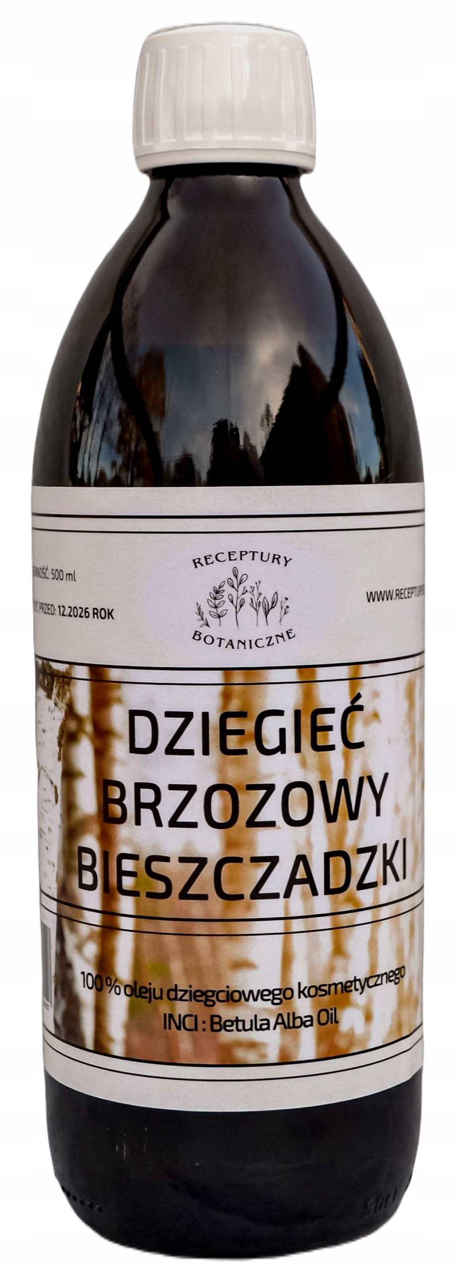 Dziegieć Brzozowy Bieszczadzki 500ml 100% oleju dziegciowego kosmetycznego