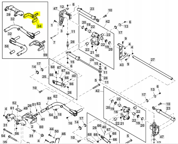 Vidlice Jarzmo John Deere 7400A 9009A AUC13338 Originál