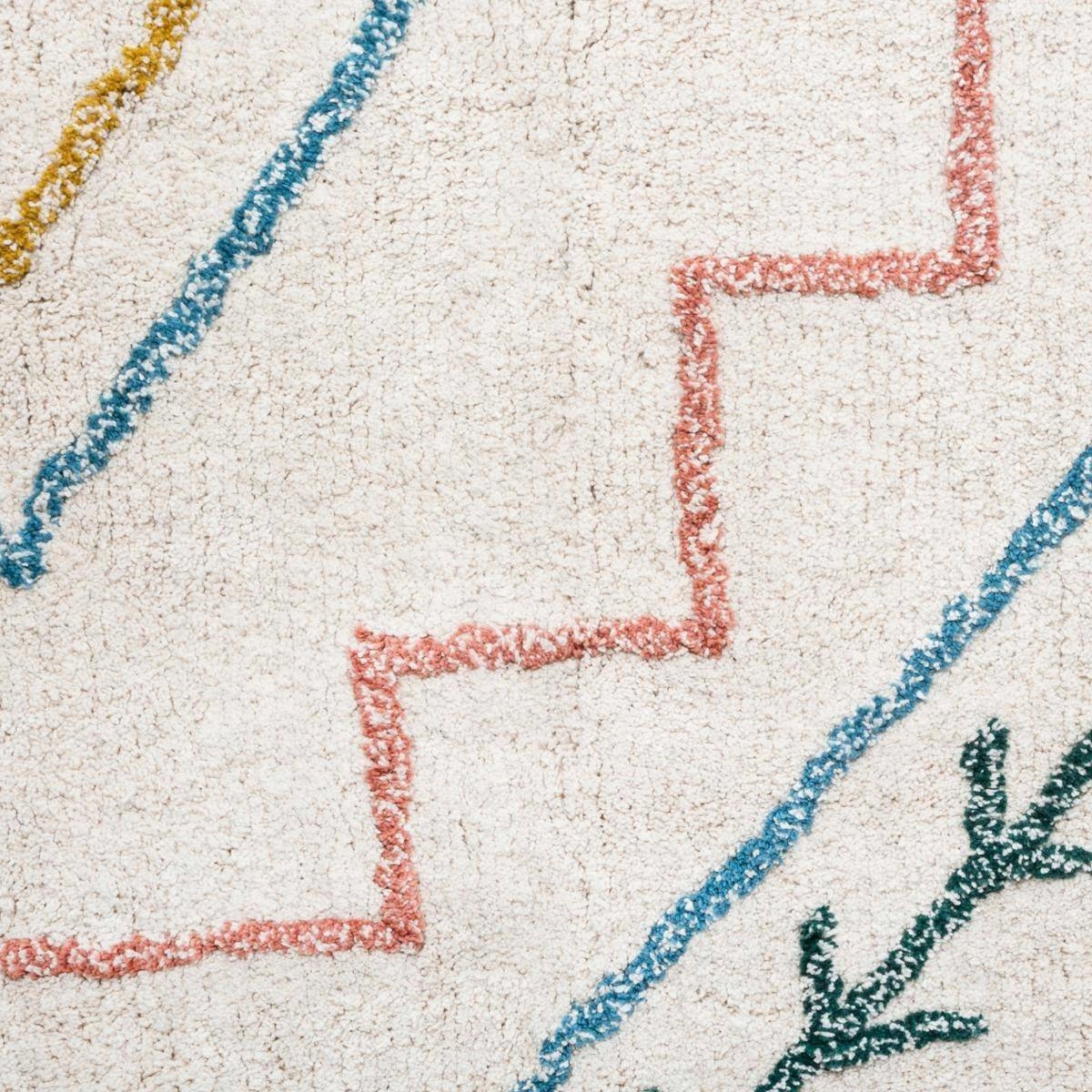 DYWAN BAWEŁNIANY Z FRĘDZLAMI BOHO MOZAIKA 120x170 Kolor beżowy odcienie różowego wielokolorowy