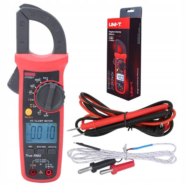 Klešťový Měřič Proudu, Multimetr Uni-t UT202+ S Termosondou True Rms