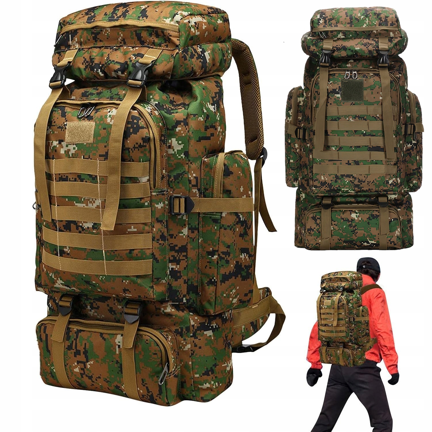 Batoh XL Vojenský turistický horský velký kamufláž 75 l