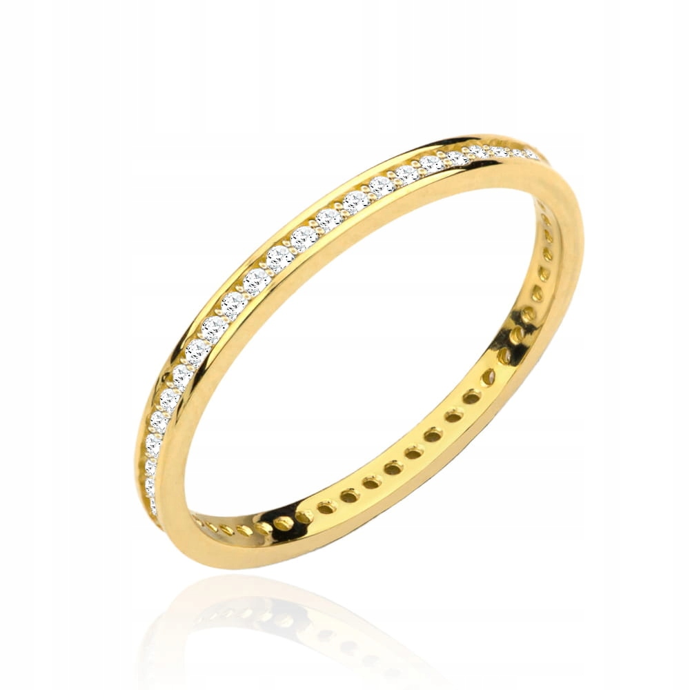 Zlatý prstýnek 585 s bílými zirkony, elegantní, 1.06 g