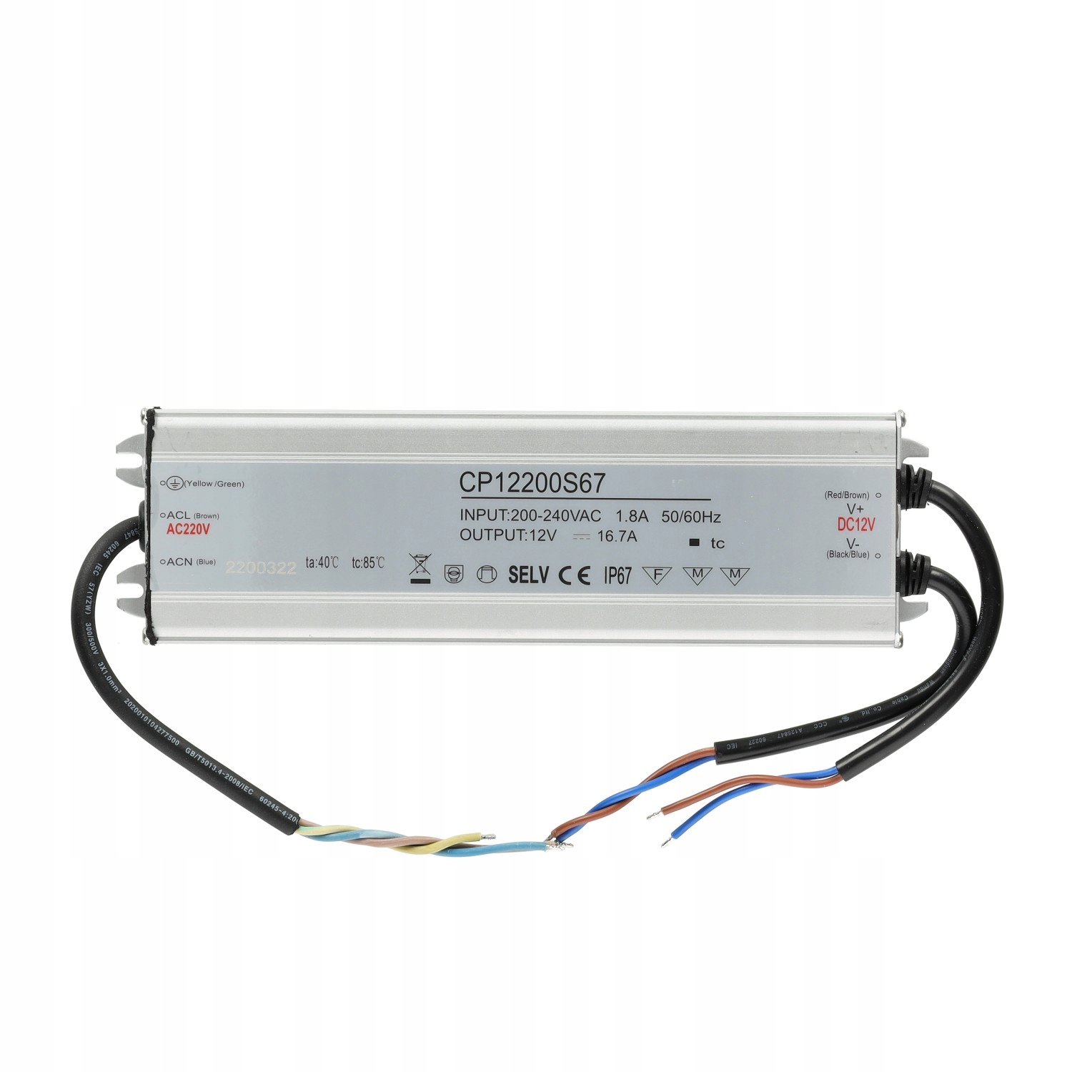 Led inštalačný napájací zdroj Led Pásky 12V 200W 16,7A IP67