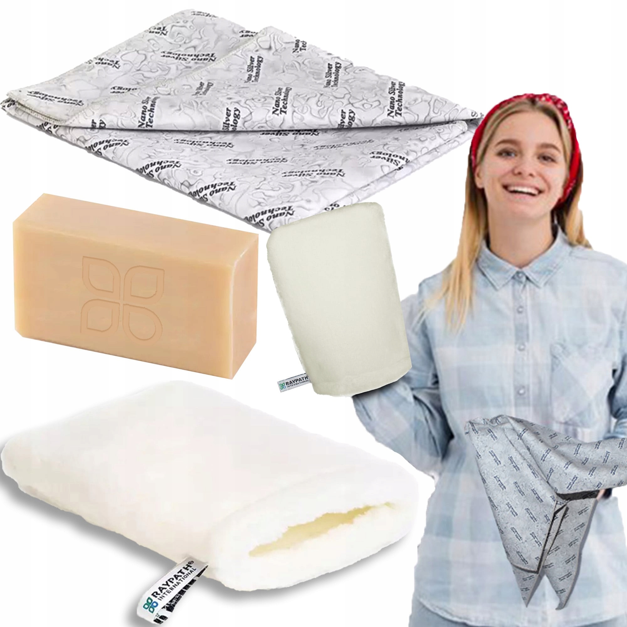 Levně Raypath Sada Rukavice bílá M na mokro Sunbeam Šedá Mýdlo šedé 100 g