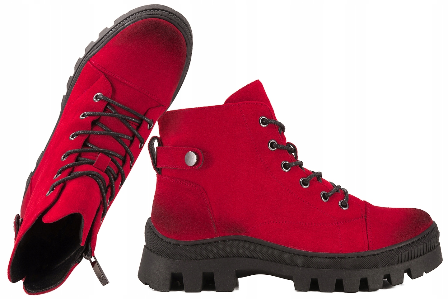 Potocki 25-19317RD Boty Zateplené Kotníkové Boty Traperky Mikrovlákno 36 Červená