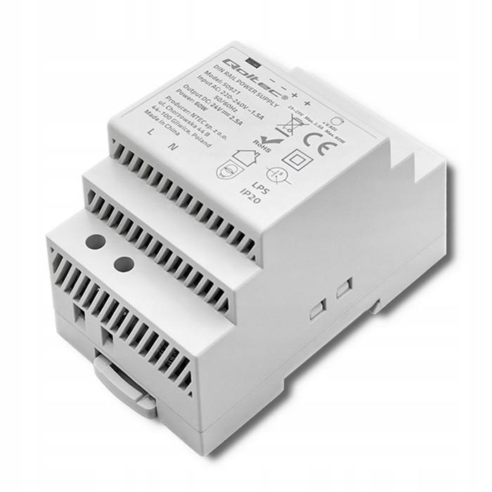 Qoltec Zasilacz na szynę Din 60W 24V 2.5A Szary