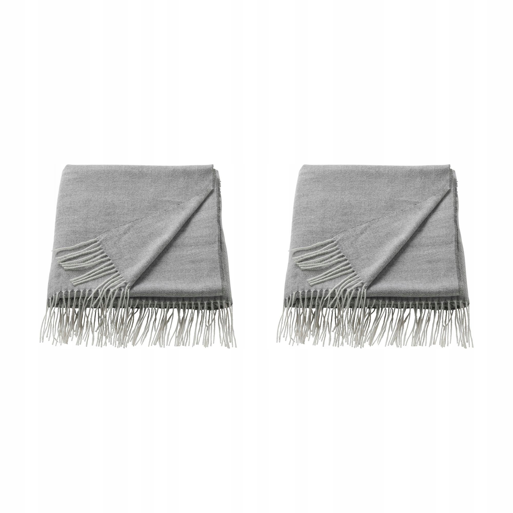 2 ks šedý pléd 120 x 160 cm měkký s třásněmi Holmvi