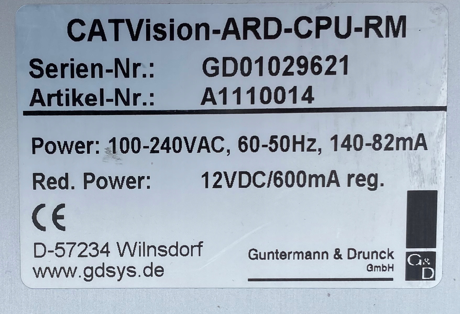 KVM CATVISION-ARD-CPU-RM CATVISION A1110014 CPU KVM Extender Kod producenta A1110014