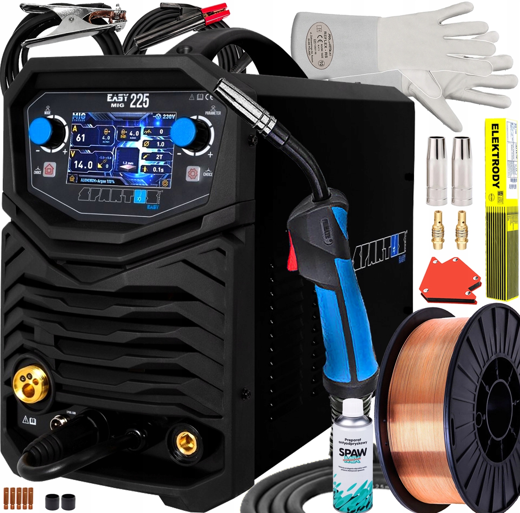 Svařovací Stroj Poloautomatický 225 Paměť 230V Tig Mma 3V1 4T