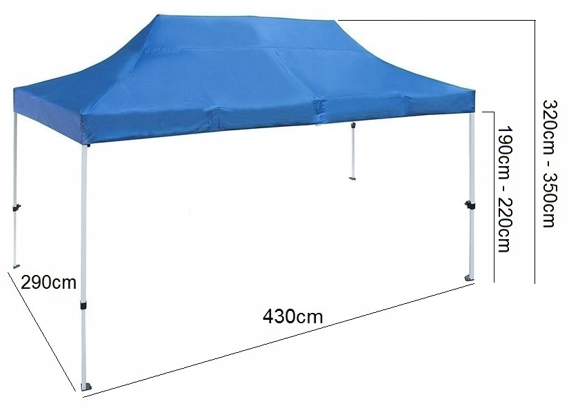 Mocny namiot handlowy pawilon ogrodowy imprezowy ekspresowy 3x4,5m niebiesk