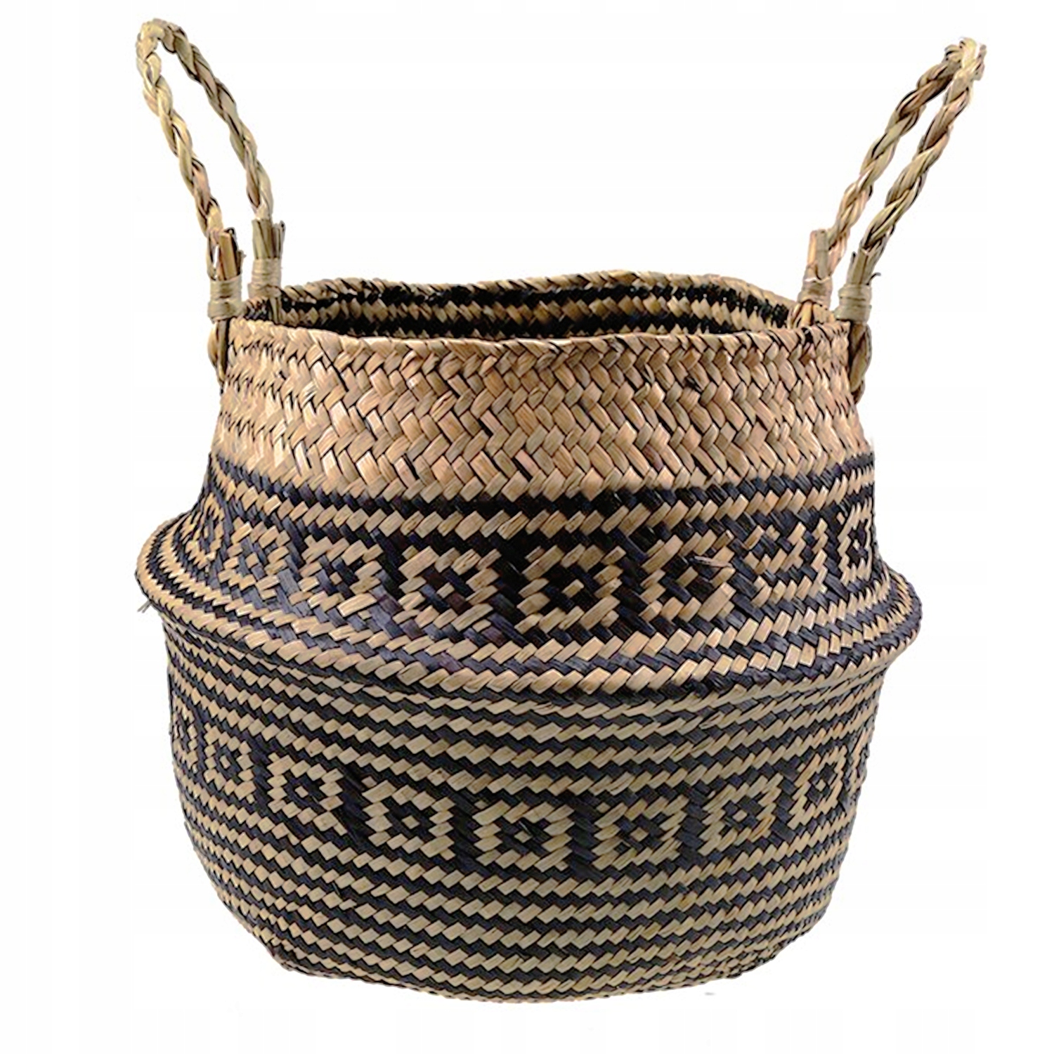 

Kosz z trawy pleciony naturalny boho osłonka