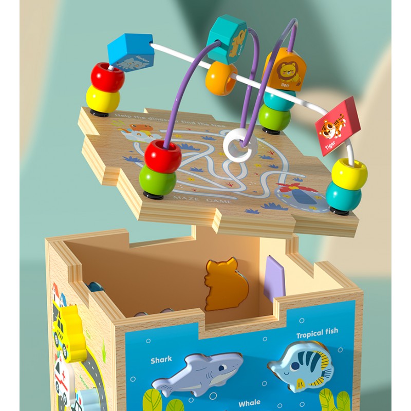 DREWNIANA KOSTKA EDUKACYJNA SORTER ZWIERZĘTA auta Marka NiceKids