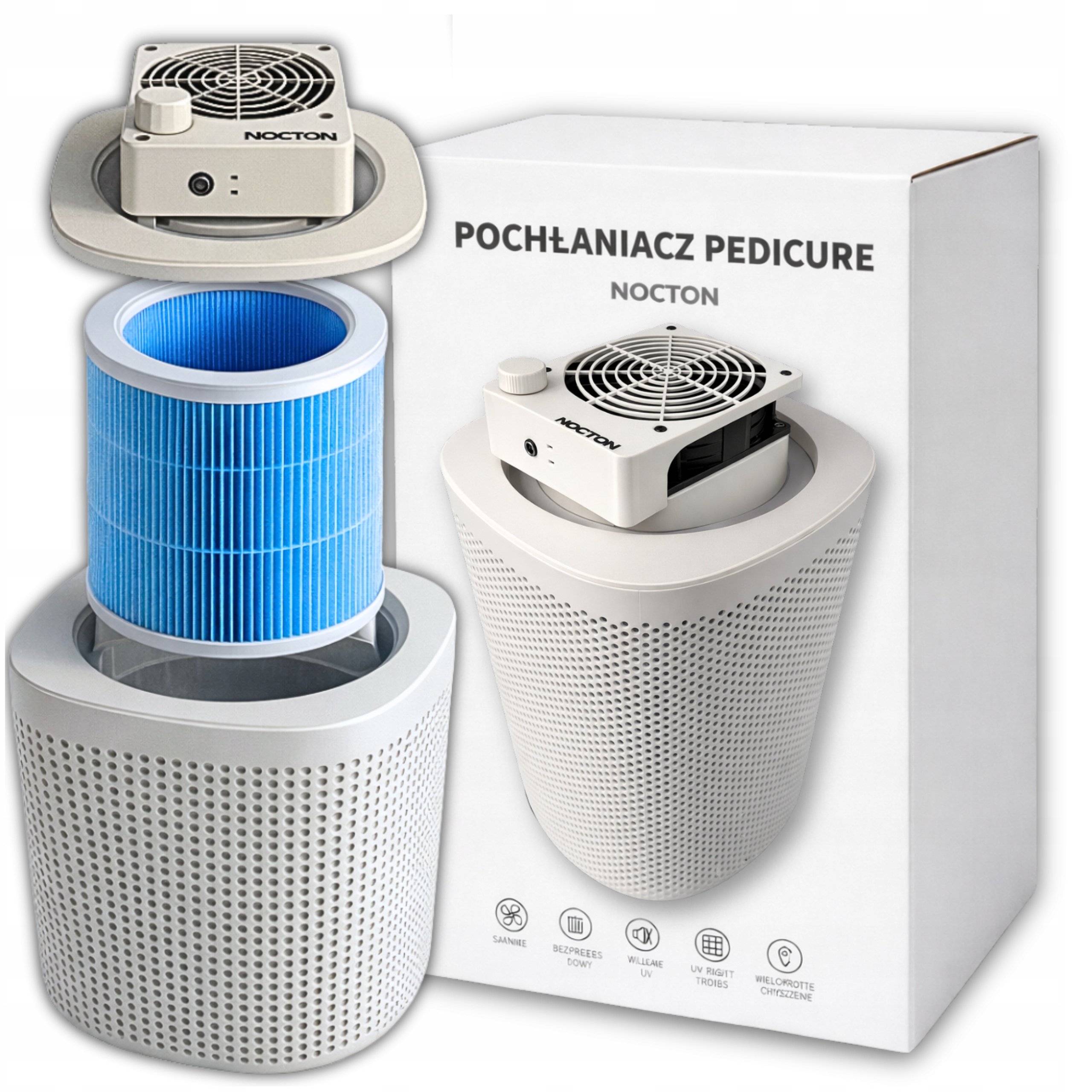 Odsávačka prachu pro pedikúru, odstraňovač prachu na nehty, bezsáčkový filtr Nocton