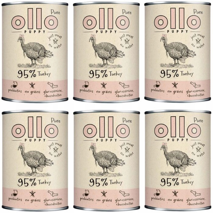 Ollo Puppy Pure Indyk karma mokra dla szczeniąt 6 x 850g monobiałkowa bez z