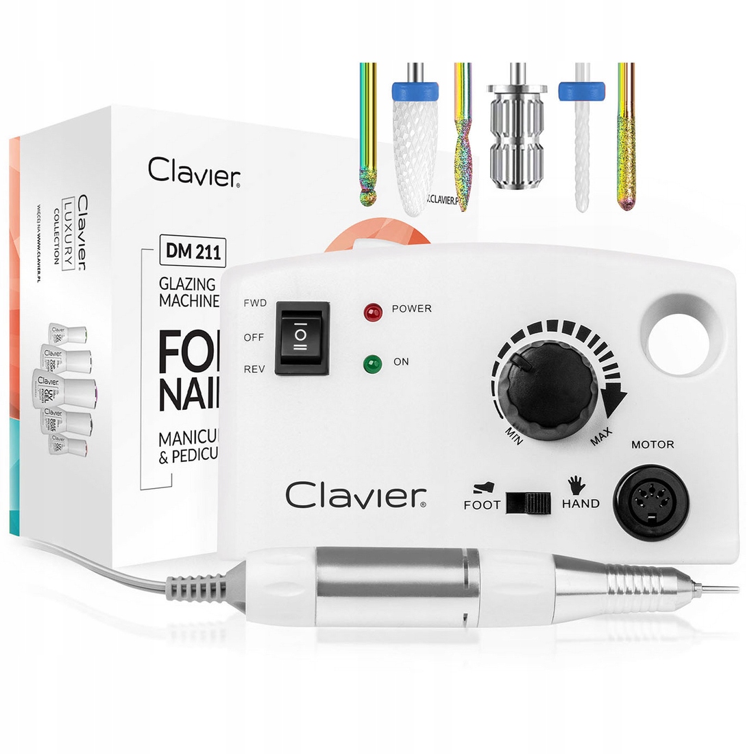 Clavier DM211 Frezarka kosmetyczna do paznokci manicure 40W Biała